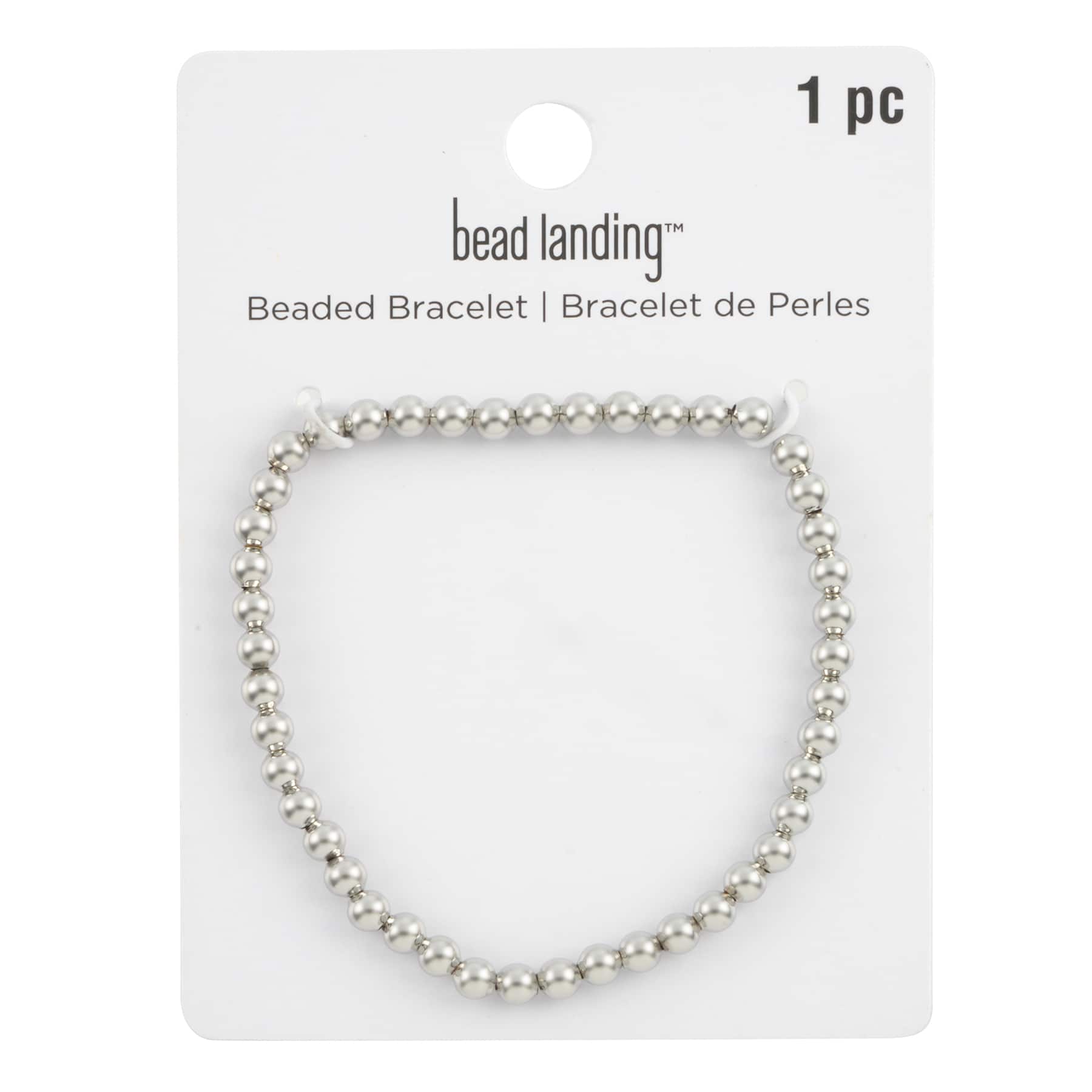 4mm Rhodium Round Beaded Charm Bracelet by Bead Landing&#x2122;