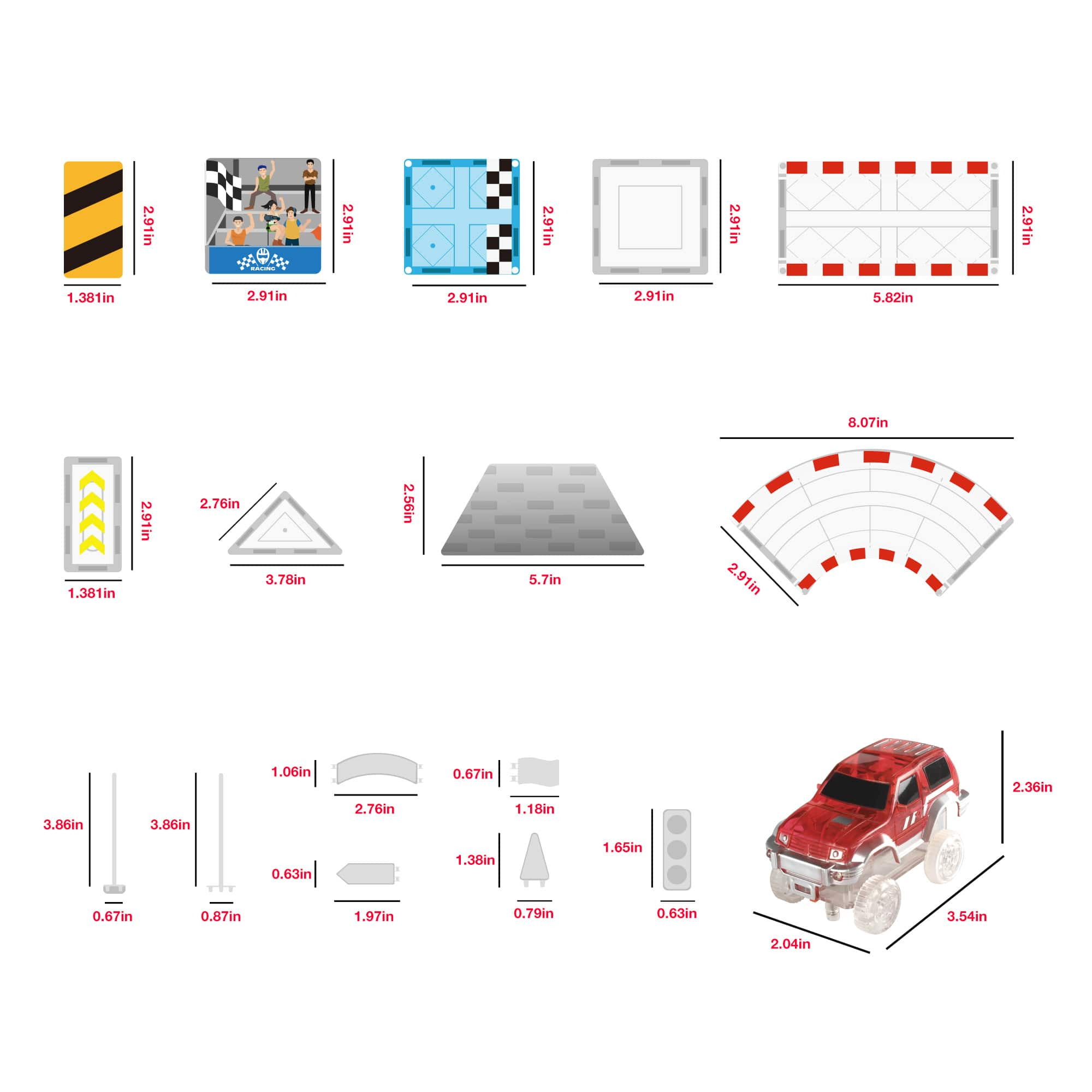 PicassoTiles&#xAE; Magnetic Race Track Stadium Construction Set