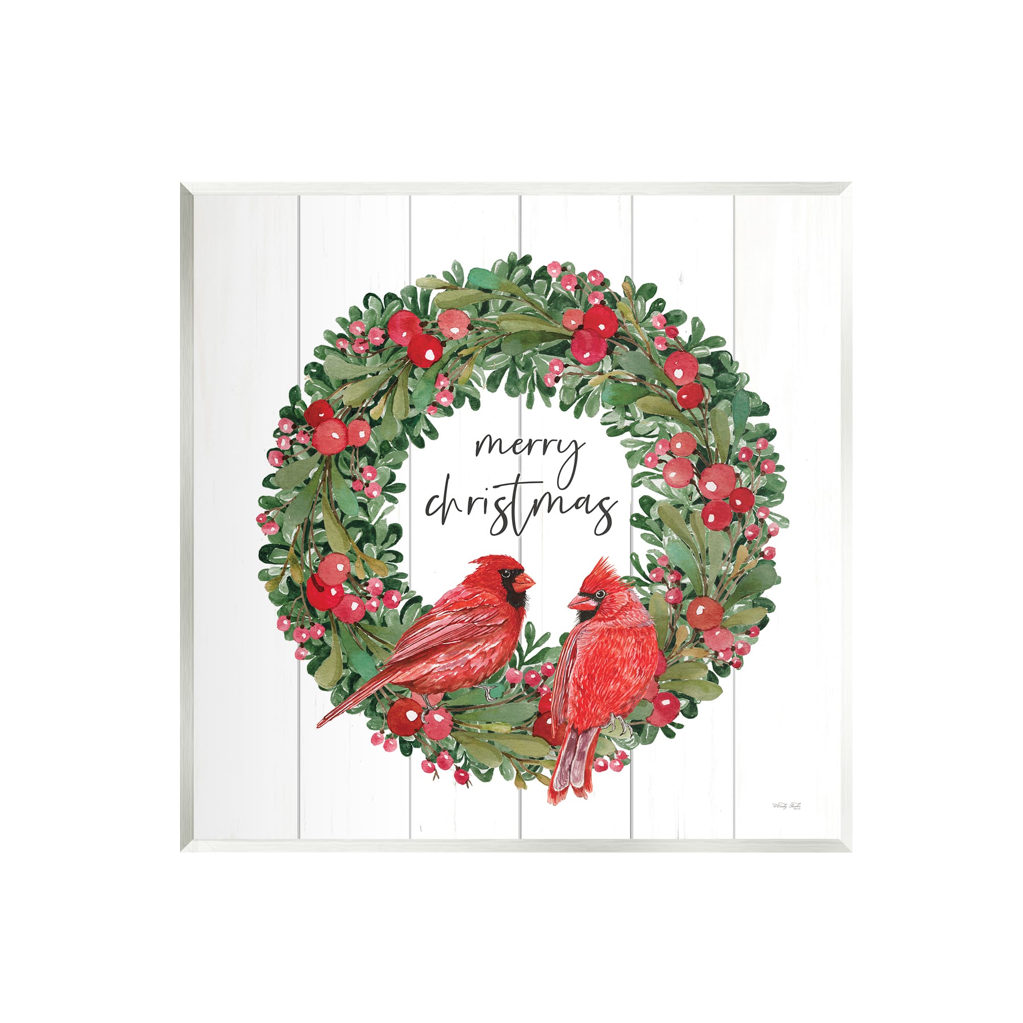 Stupell Industries Merry Christmas Wreath Wall Art
