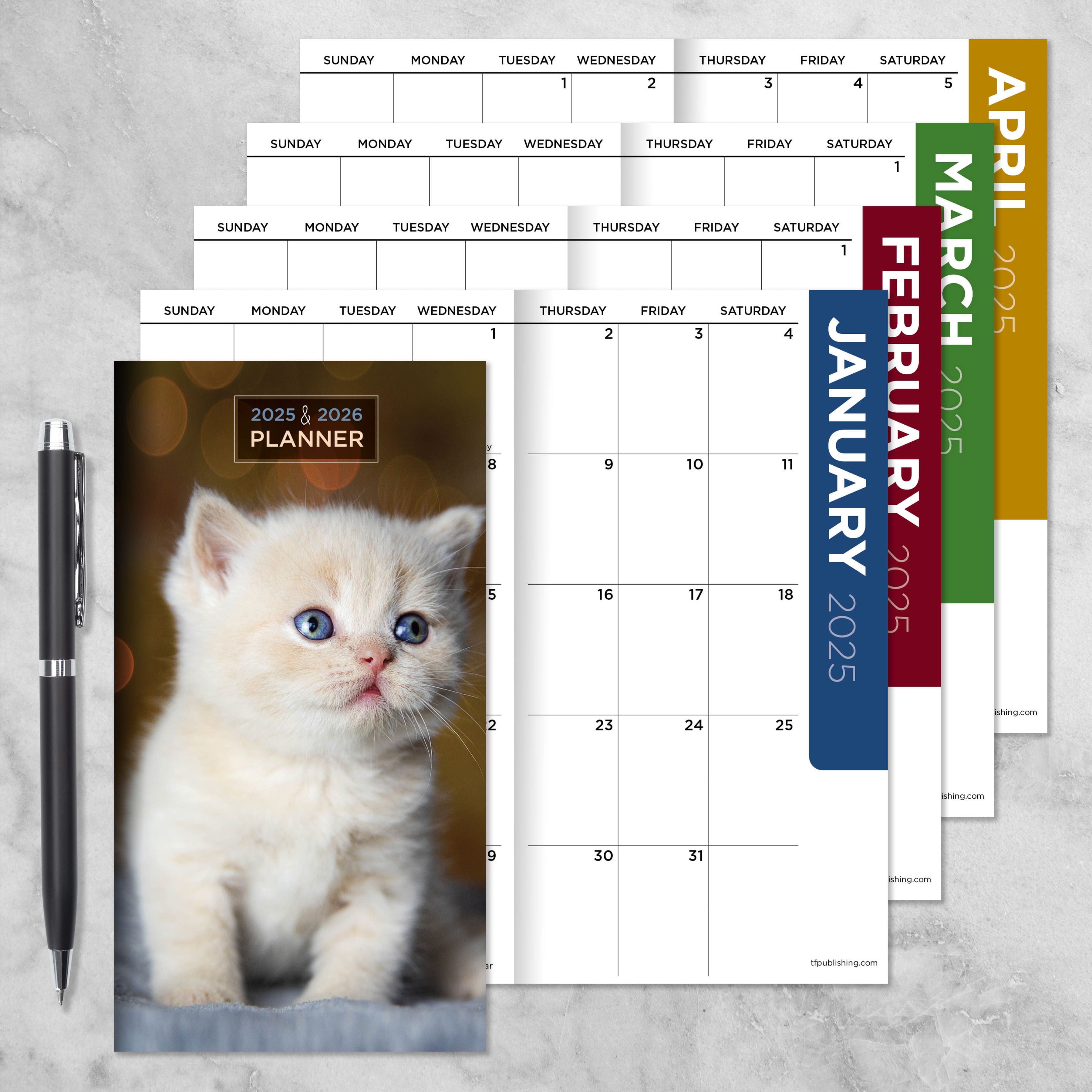 TF Publishing 2025-2026 Small Kitten Monthly Pocket Planner