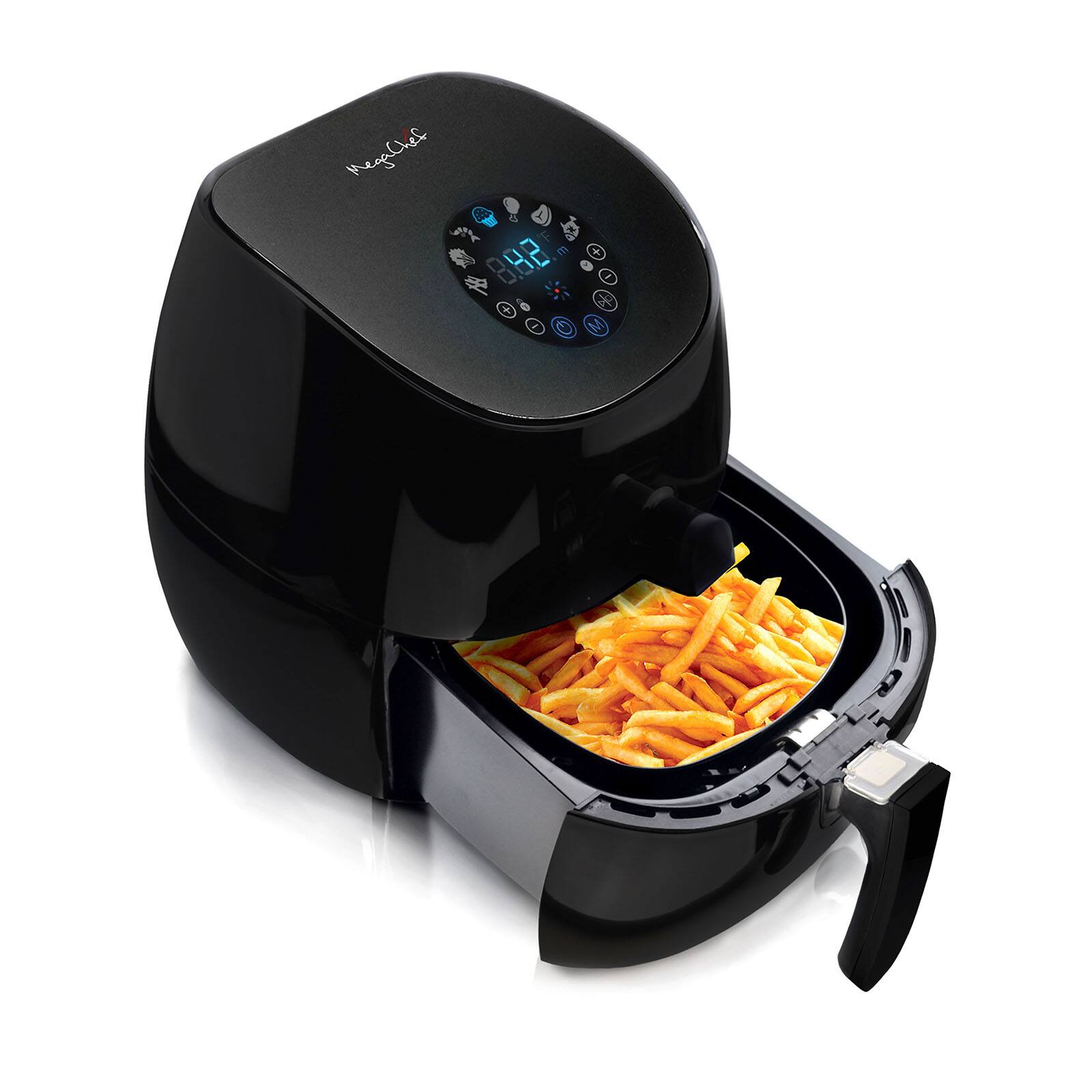 MegaChef 3.5qt. Sleek Black Airfryer &#x26; Multicooker With 7 Pre-programmed Settings