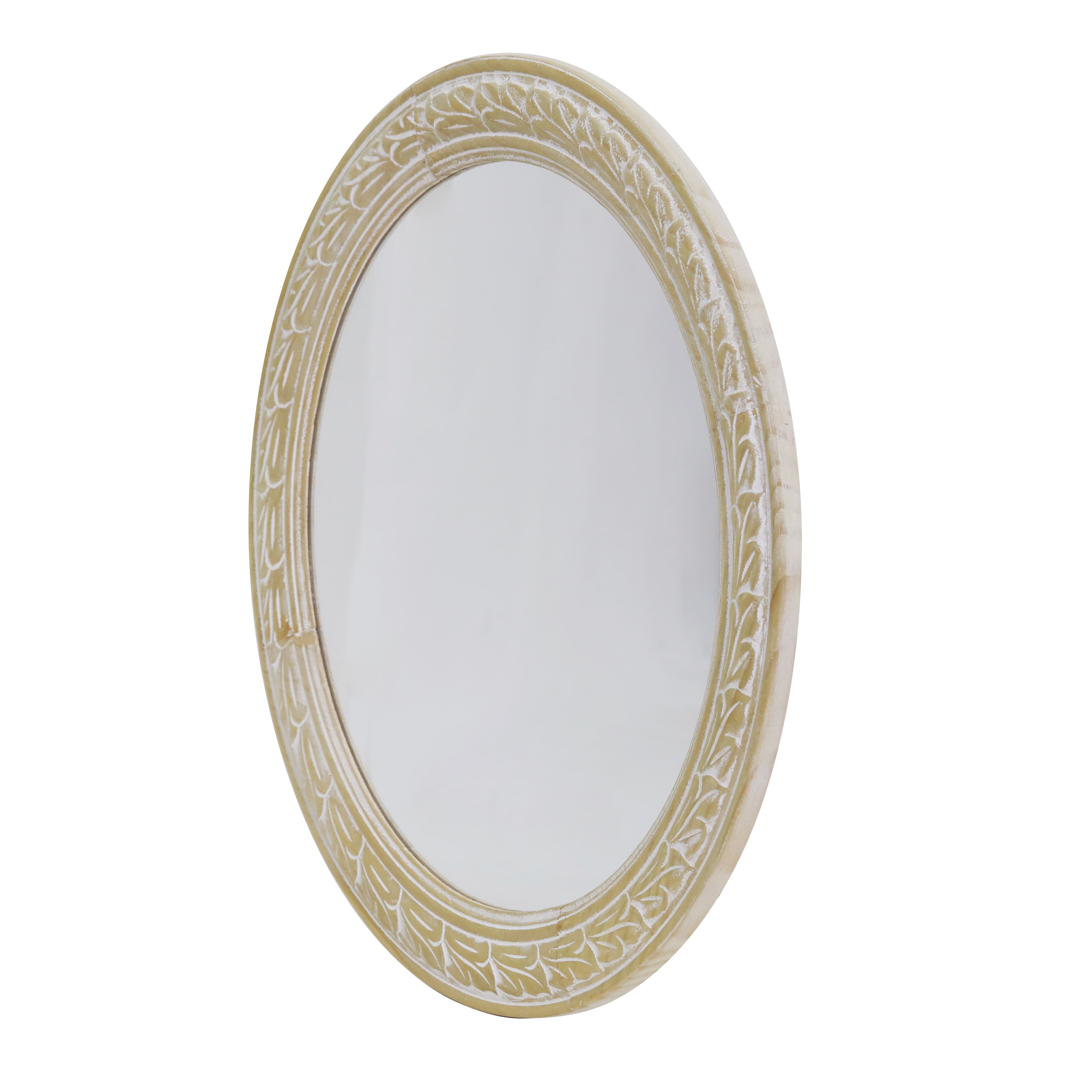 18&#x22; Whitewashed Round Wall Mirror by Ashland&#xAE;