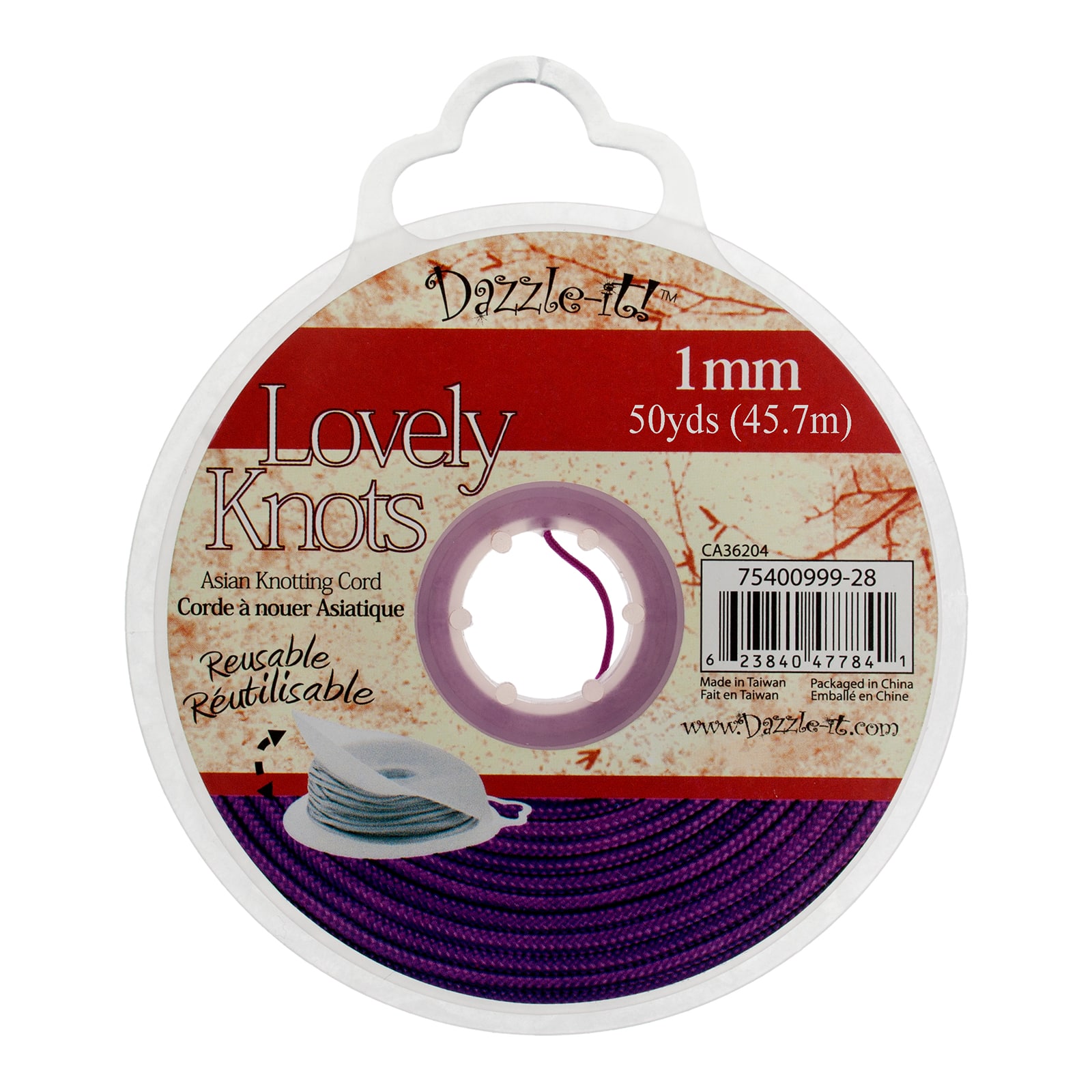 John Bead Lovely Knots 1mm Asian Knotting Cord with Bobbin, 50yd.