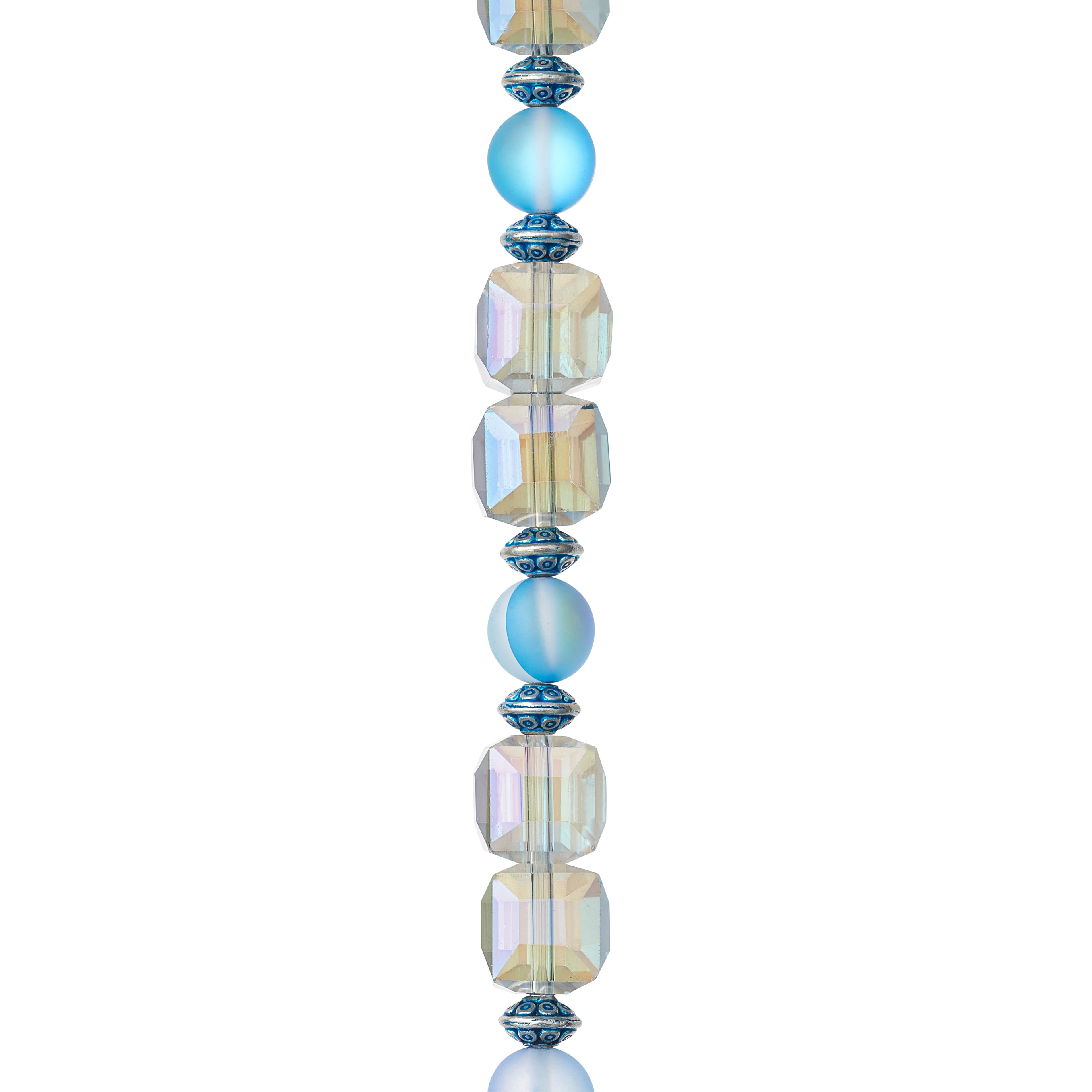 12 Pack: Aqua Mixed Glass Round &#x26; Cube Beads by Bead Landing&#x2122;