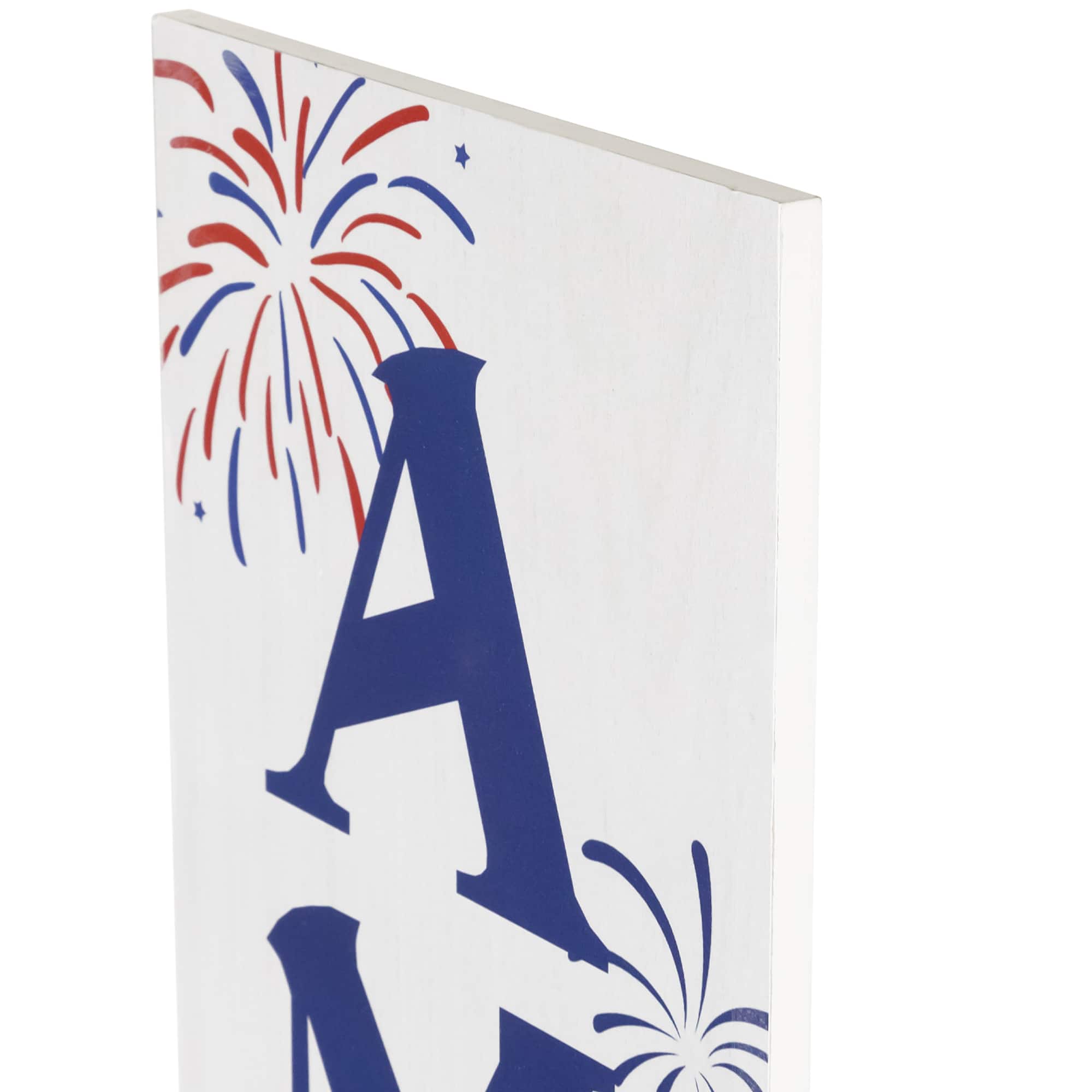 36&#x22; America Fireworks Wooden Wall Sign