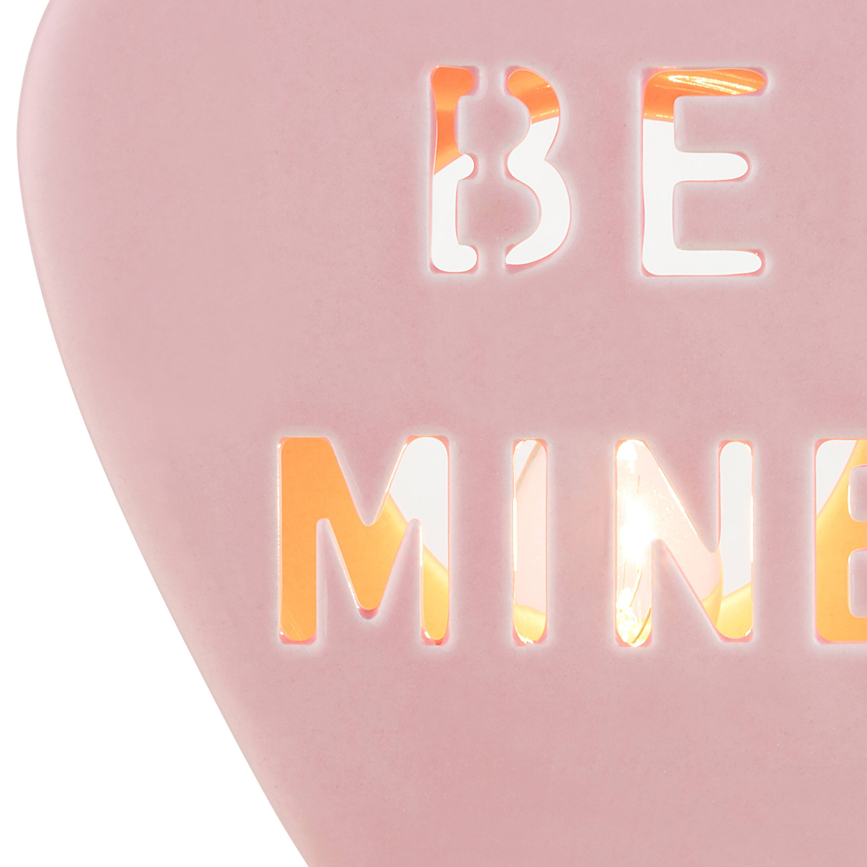 Miss Valentine  Pink Ceramic Candy Heart Be Mine Nightlight