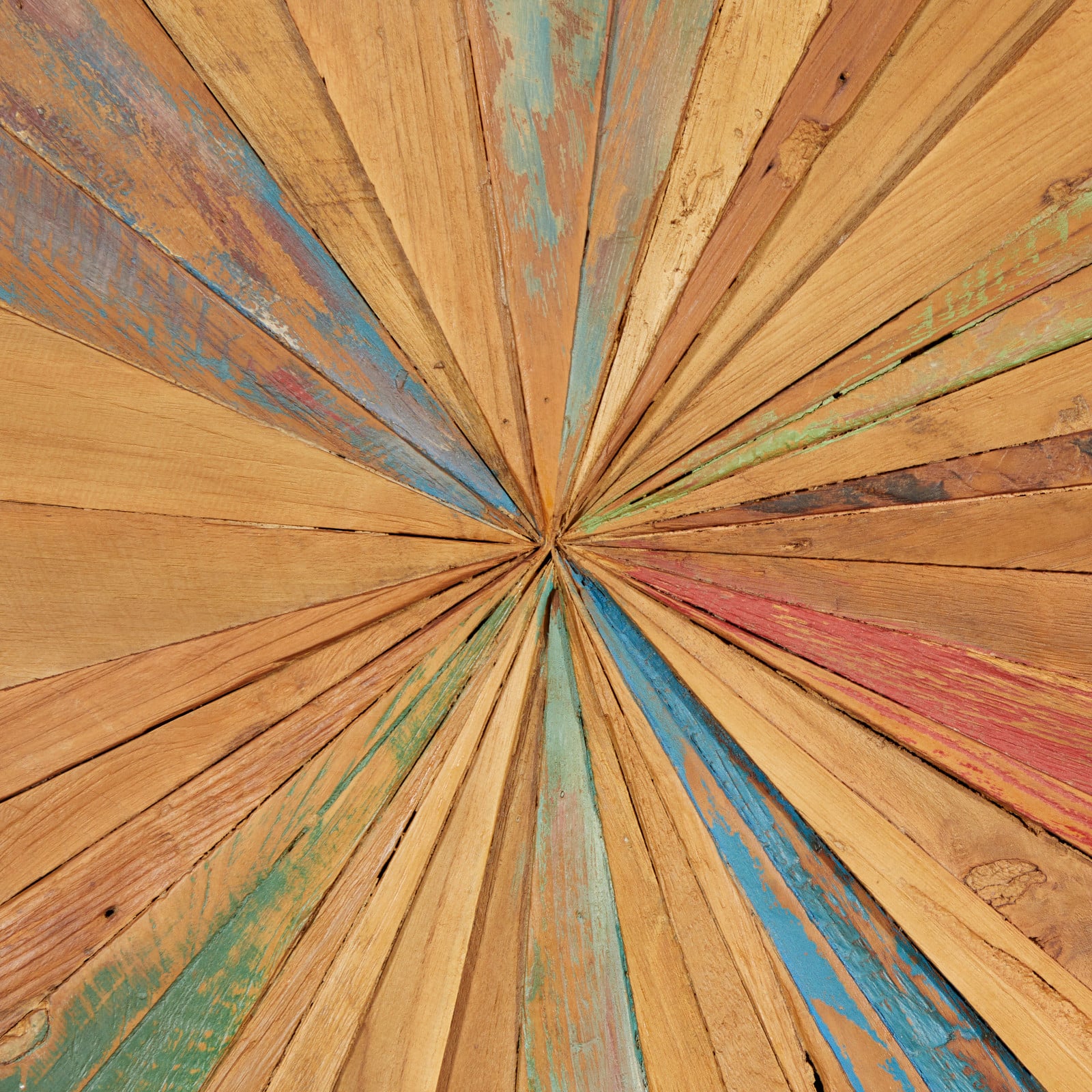 Multicolor Starburst Teak Wood Wall D&#xE9;cor