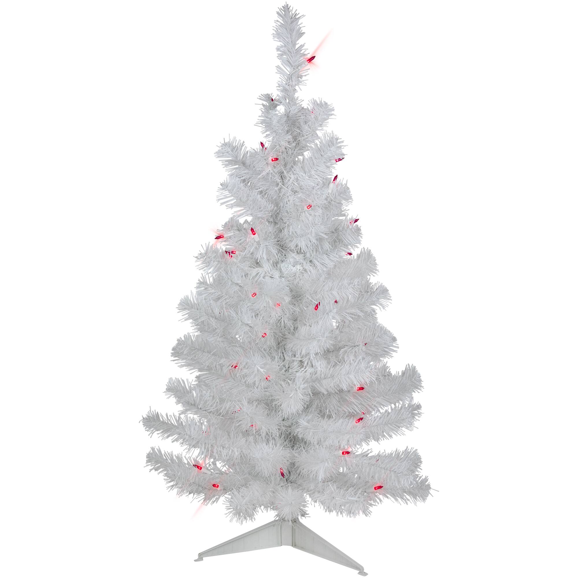 3ft. Pre-Lit White Iridescent Pine Artificial Christmas Tree, Pink Lights