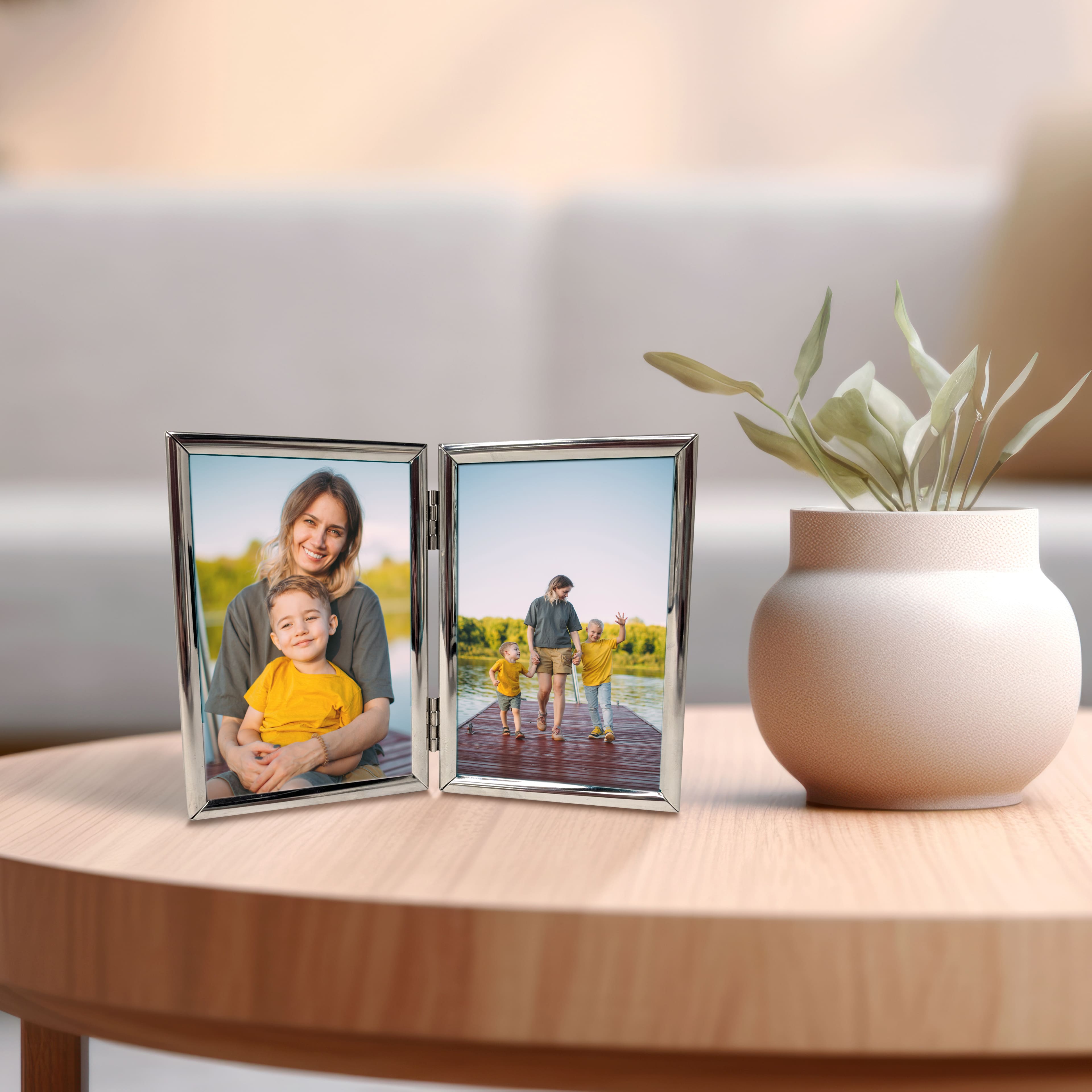 2-Opening Basics™ 4" x 6" Silver Rounded Metal Tabletop Frame by Studio Décor®