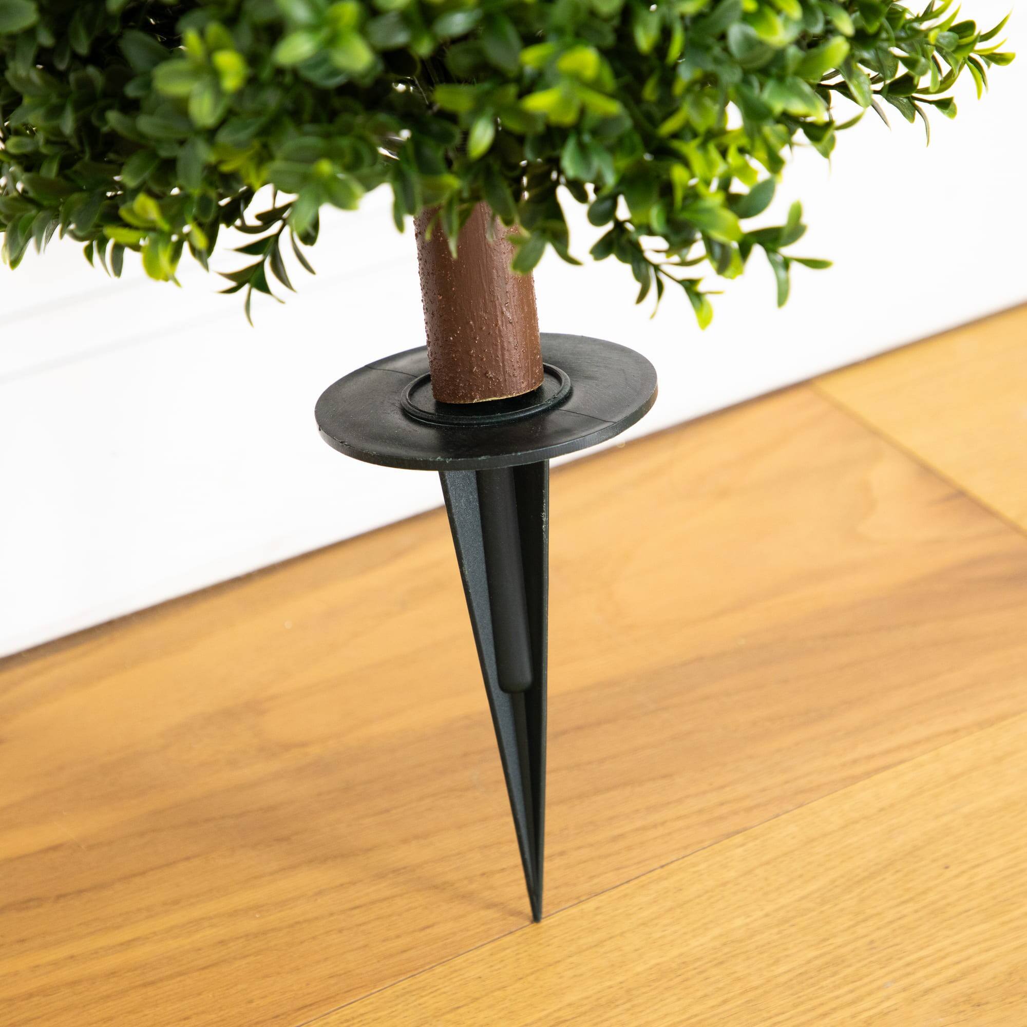 4ft. UV Resistant Artificial Boxwood Plant with Integrated Ground Stake (Indoor/Outdoor) - Set of 2