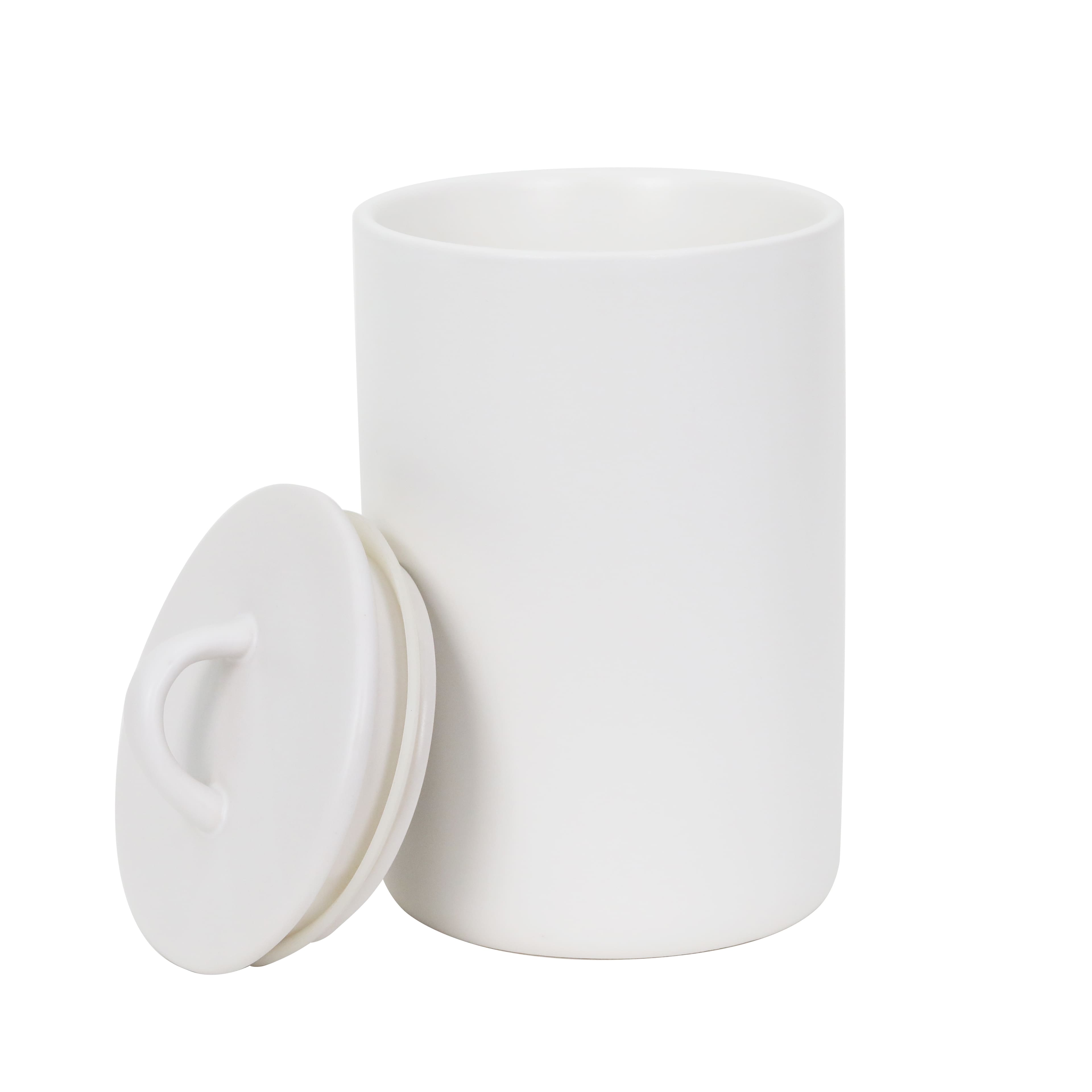 8.5&#x22; White Stoneware Canister by Ashland&#xAE;