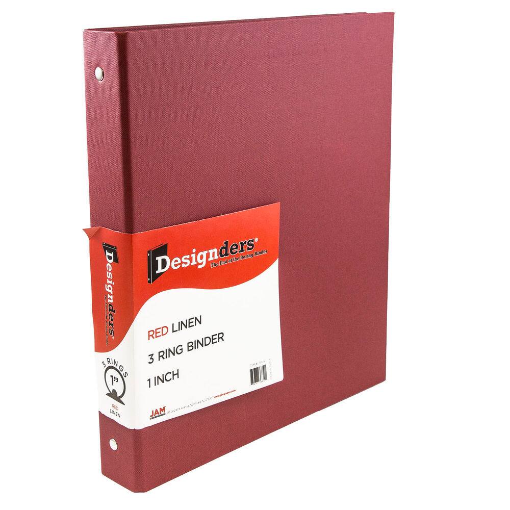 JAM Paper 1" Premium Red Linen Texture 3-Ring Binder