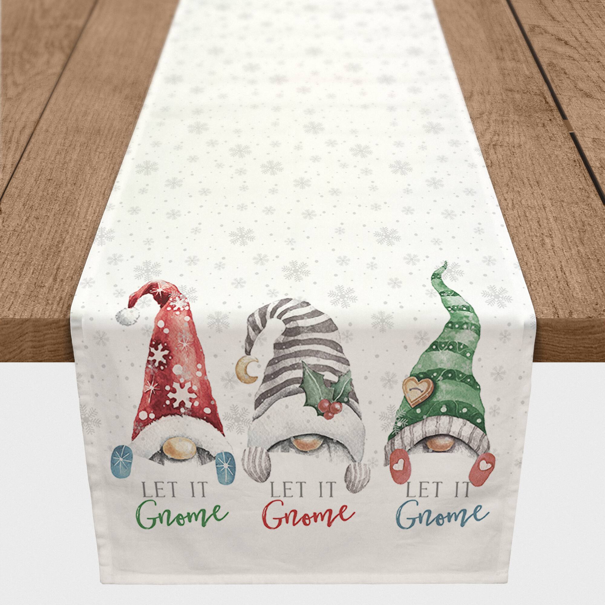 Let it Gnome 16x72 Poly Twill Table Runner