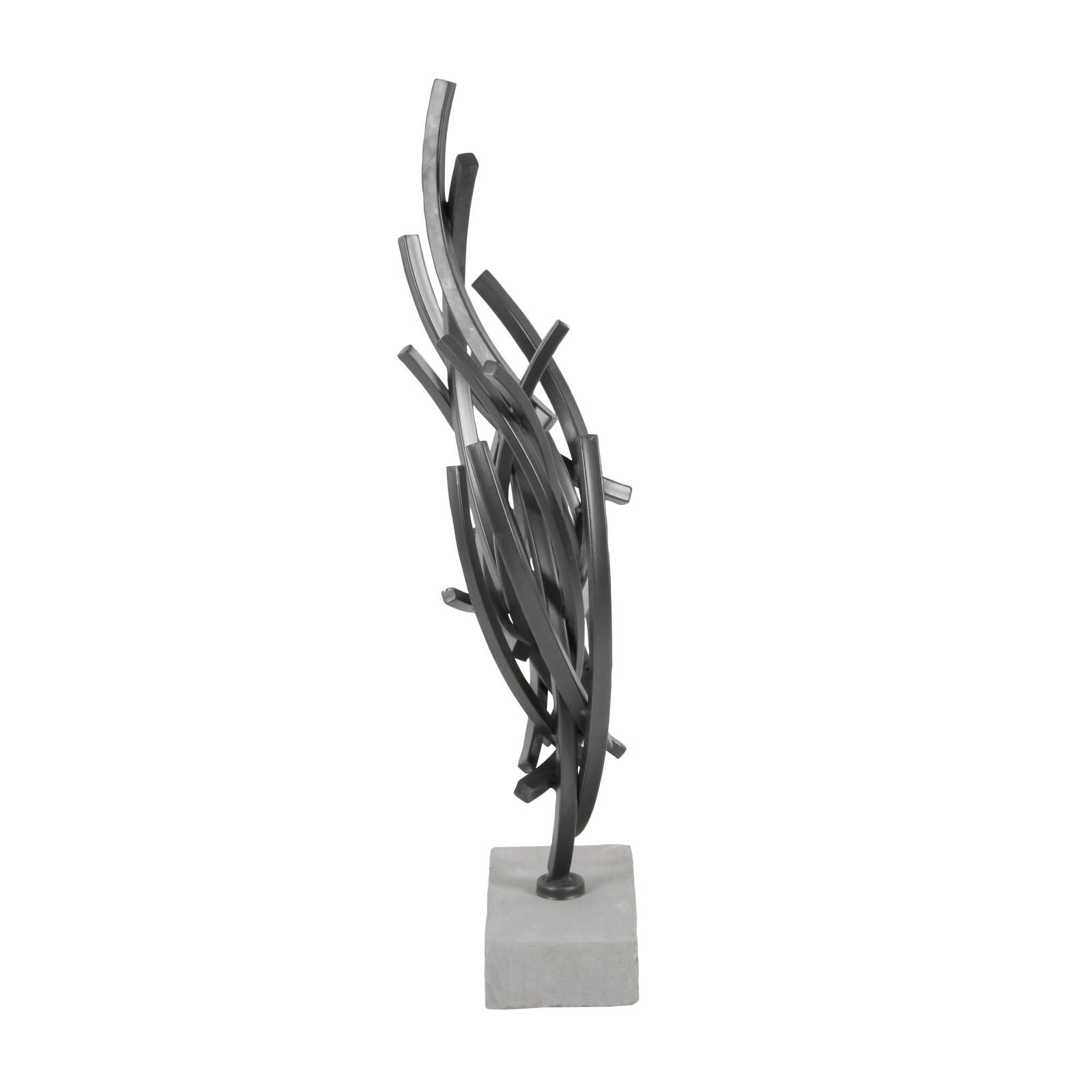 23&#x22; Gray Metal Abstract Sculpture