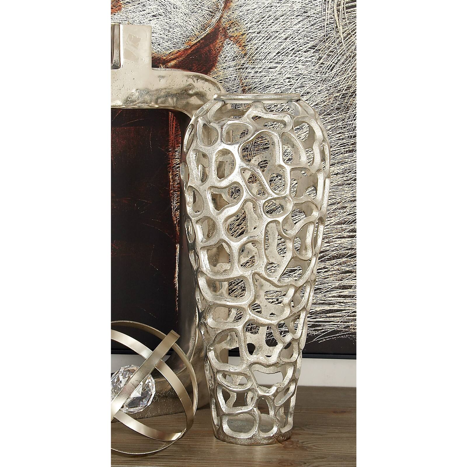 Silver Aluminum Contemporary Vase