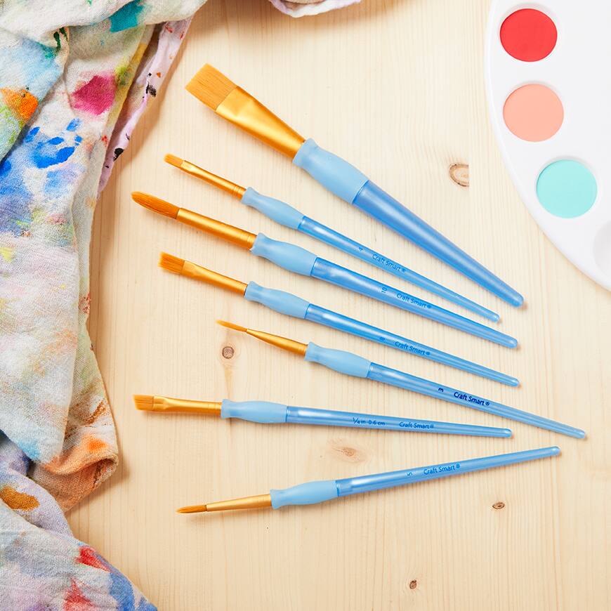 9 Pack: Golden Taklon Flat Variety Brush Set by Craft Smart&#xAE;