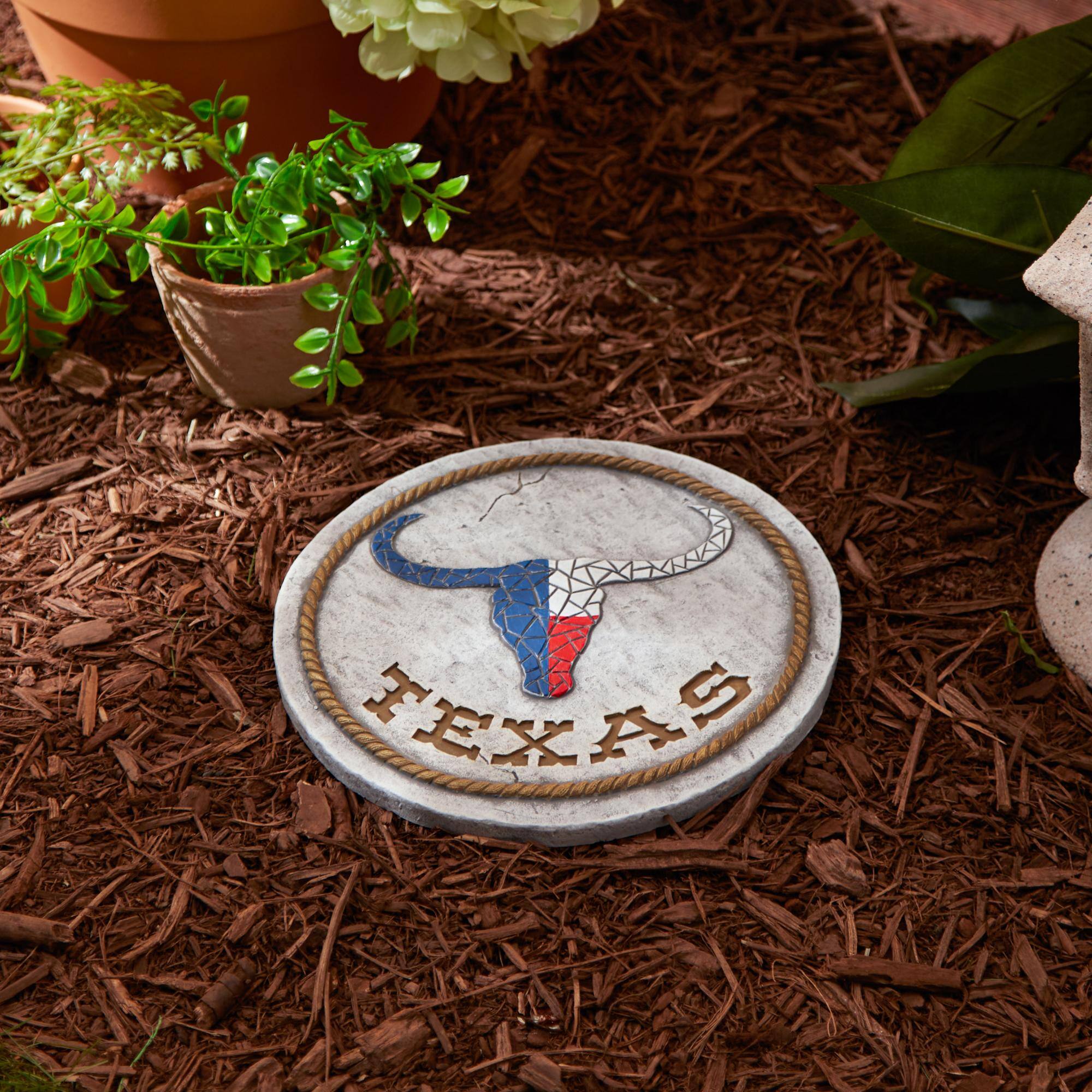 10&#x22; Texas Longhorn Flag Cement Stepping Stone 