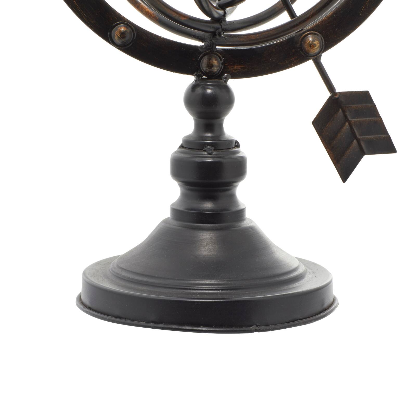 17" Brown Metal Industrial Armillary Sphere Sculpture