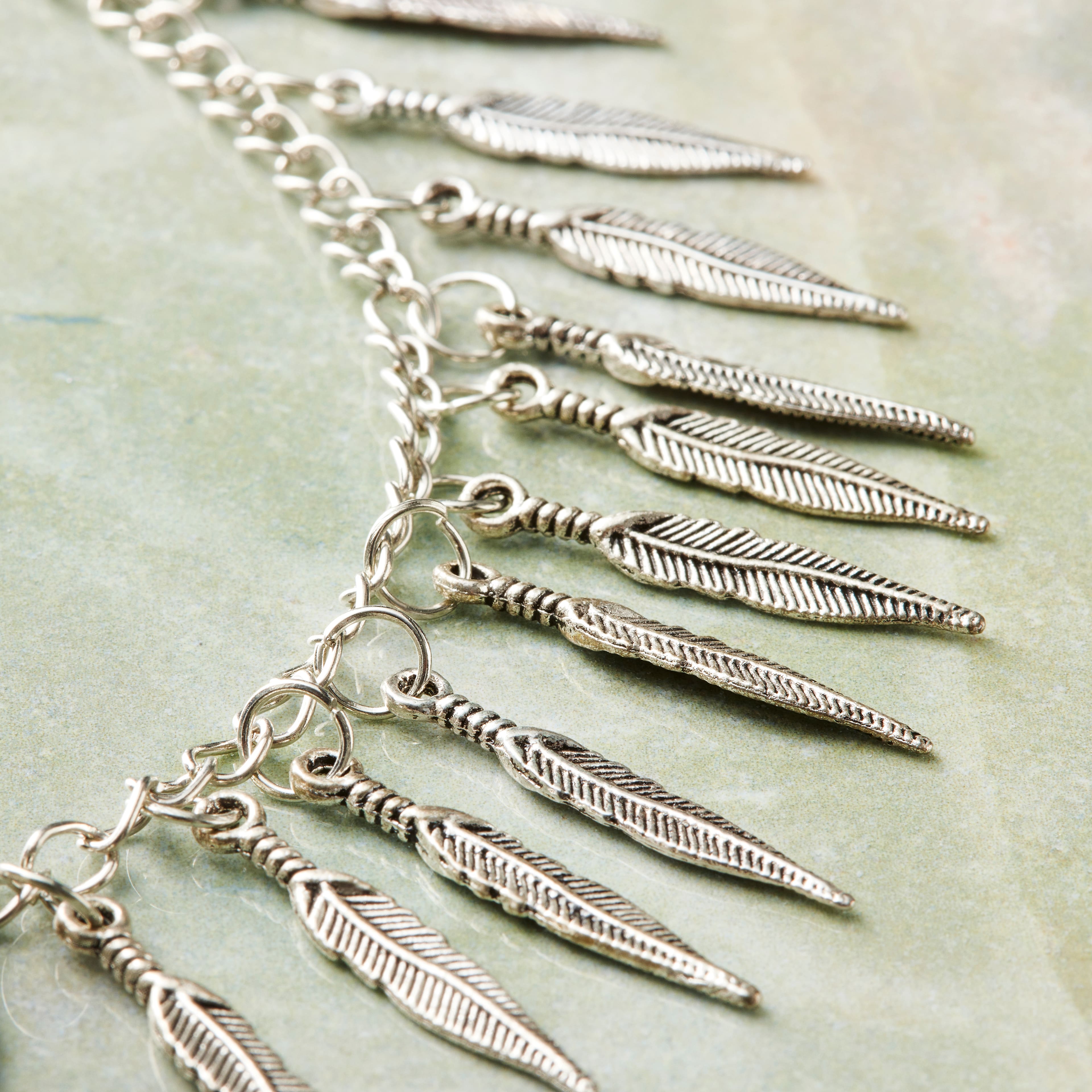 Silver Plated Feather Charms, 25mm by Bead Landing&#x2122;