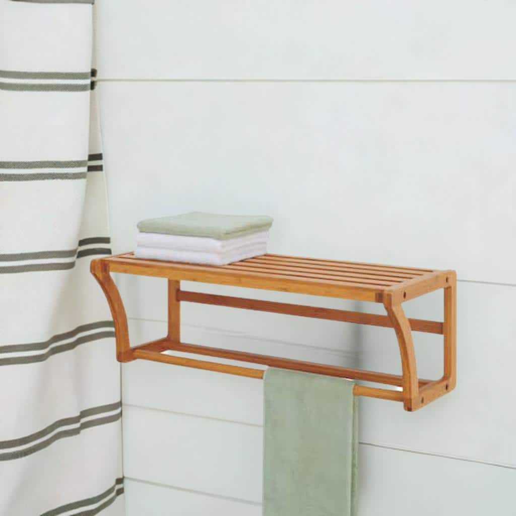 Organize It All Bamboo Wall Mounted Shelf with Towel Bar 