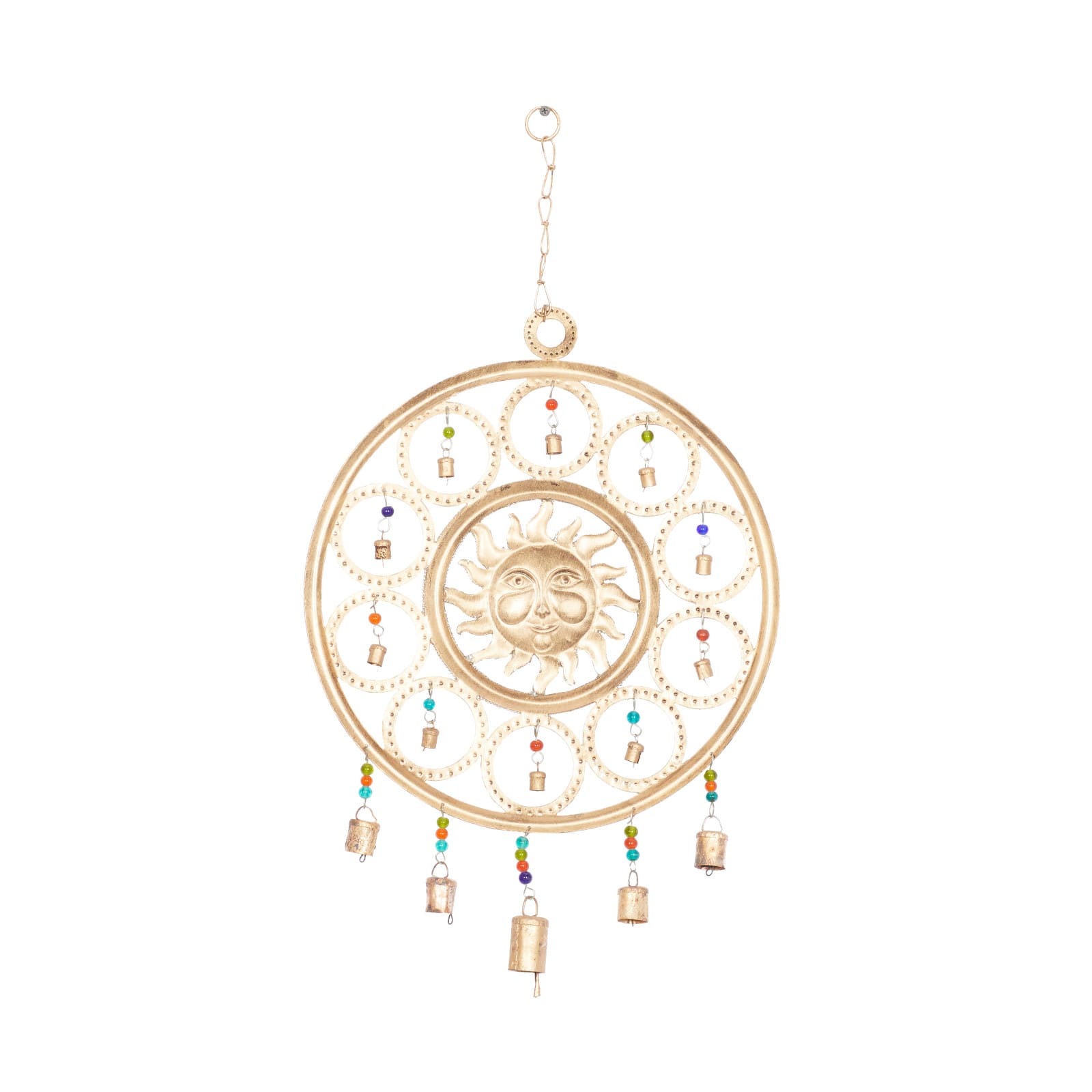 27&#x22; Gold Metal Sun Eclectic Windchime