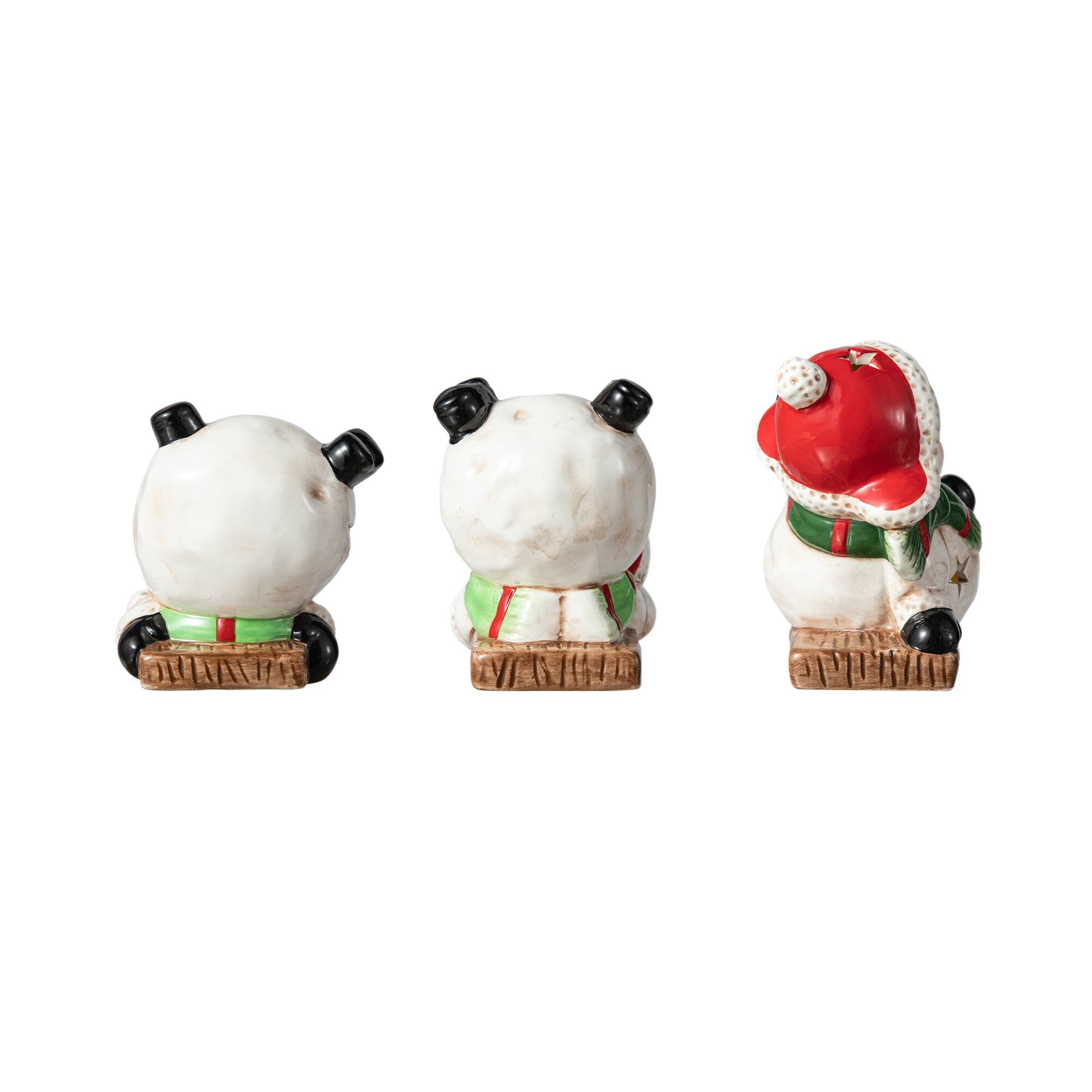 Glitzhome&#xAE; Lighted Ceramic Snowman Table D&#xE9;cor Set