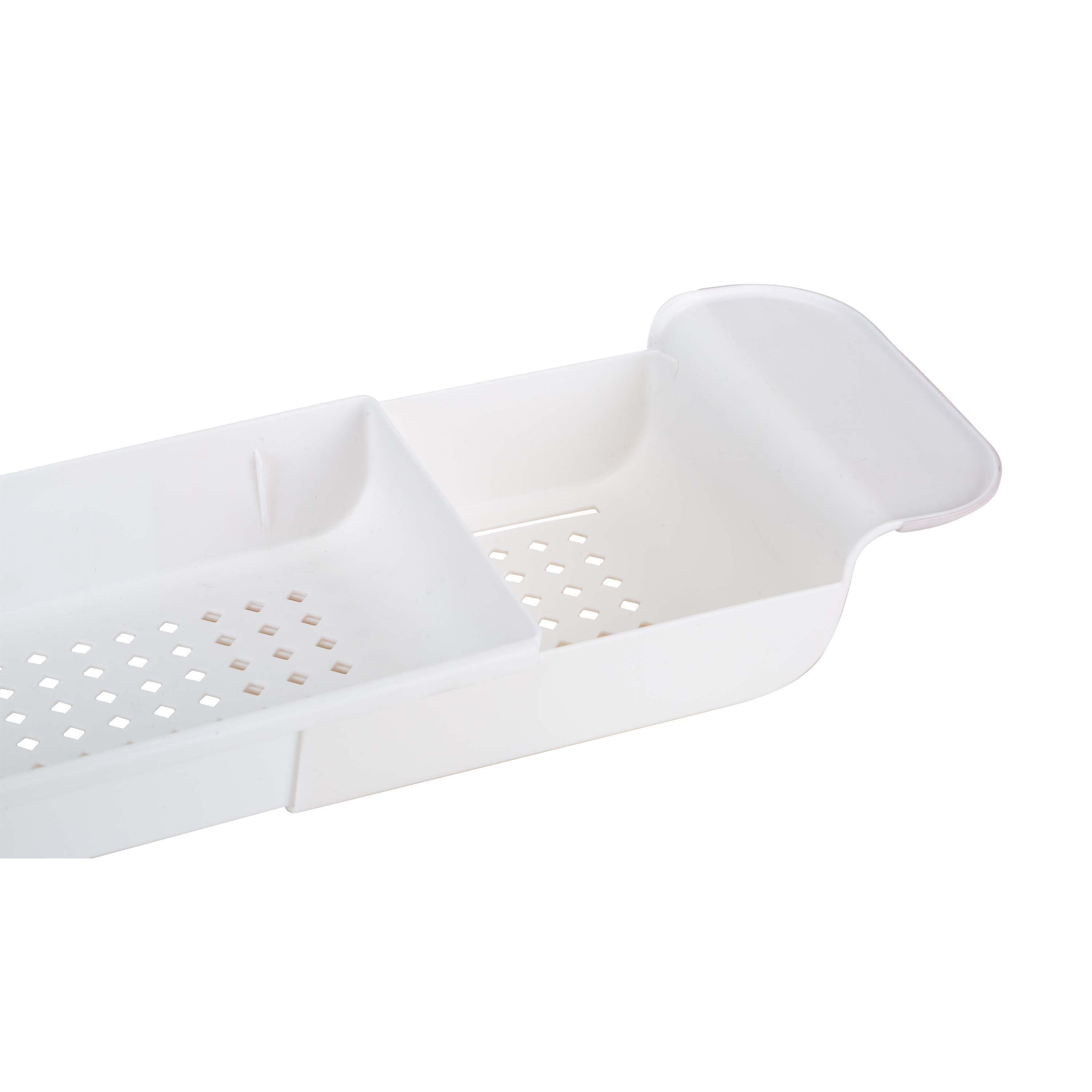 Bath Bliss White Expandable Non-Slip Bathtub Caddy