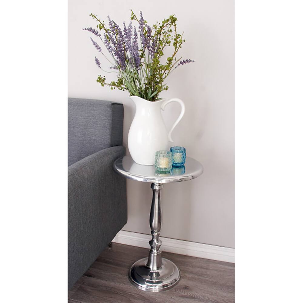 Silver Aluminum Traditional Accent Table