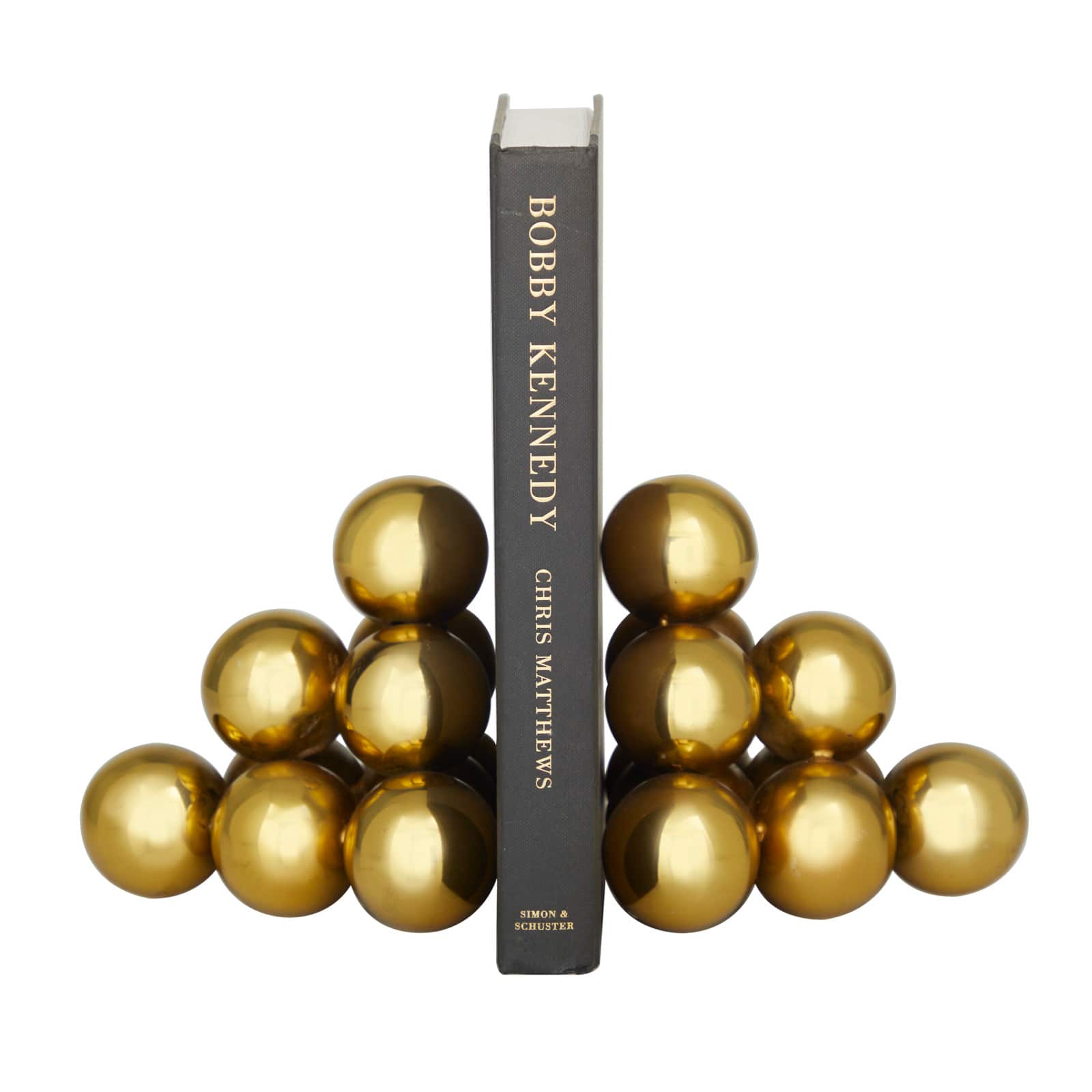 5" Gold Stainless Steel Stacked Orb Bookends Set