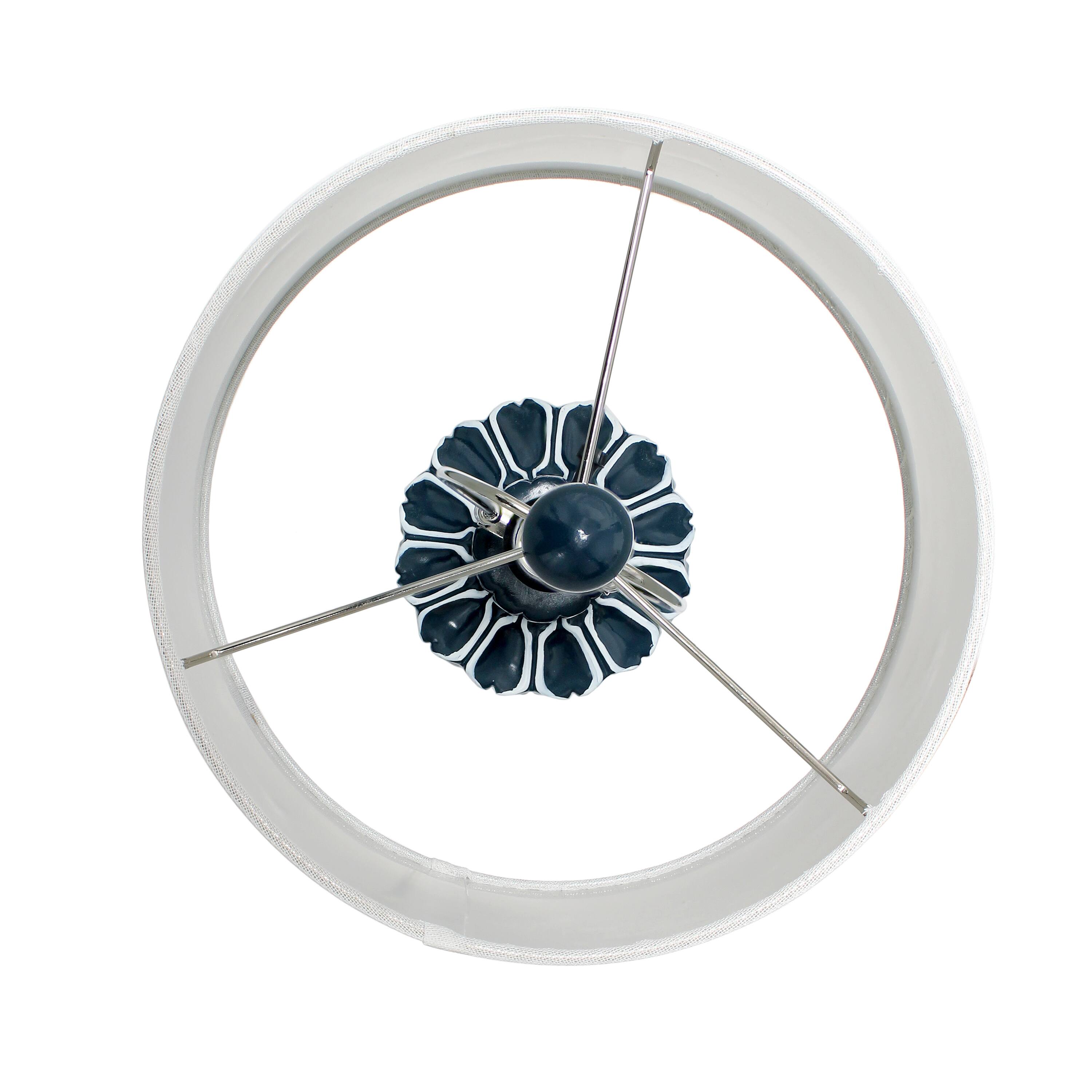 Lalia Home 22&#x22; Blue Moroccan Table Lamp with Fabric White Shade