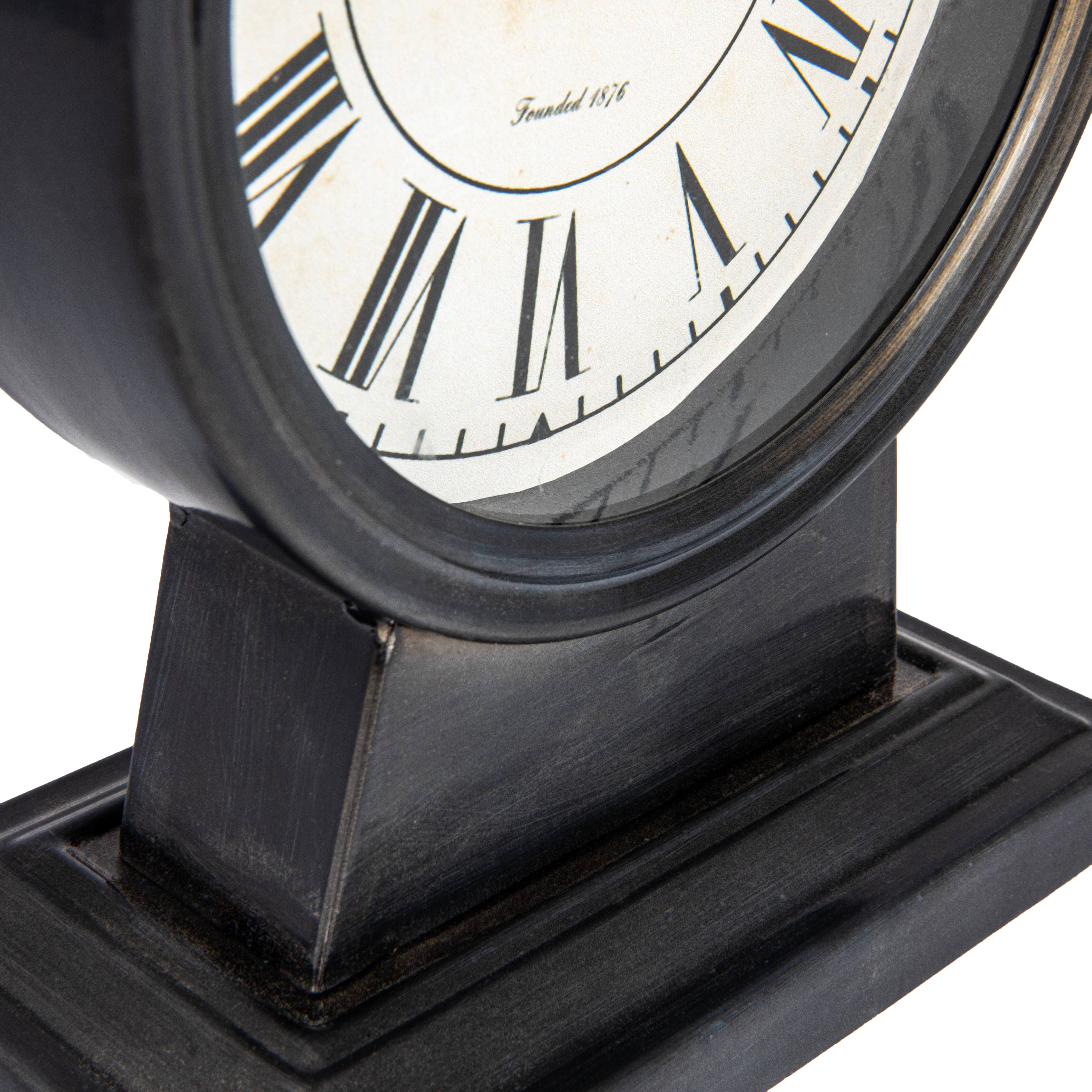 Hello Honey&#xAE; Gunmetal Black Vintage Metal Mantel Clock