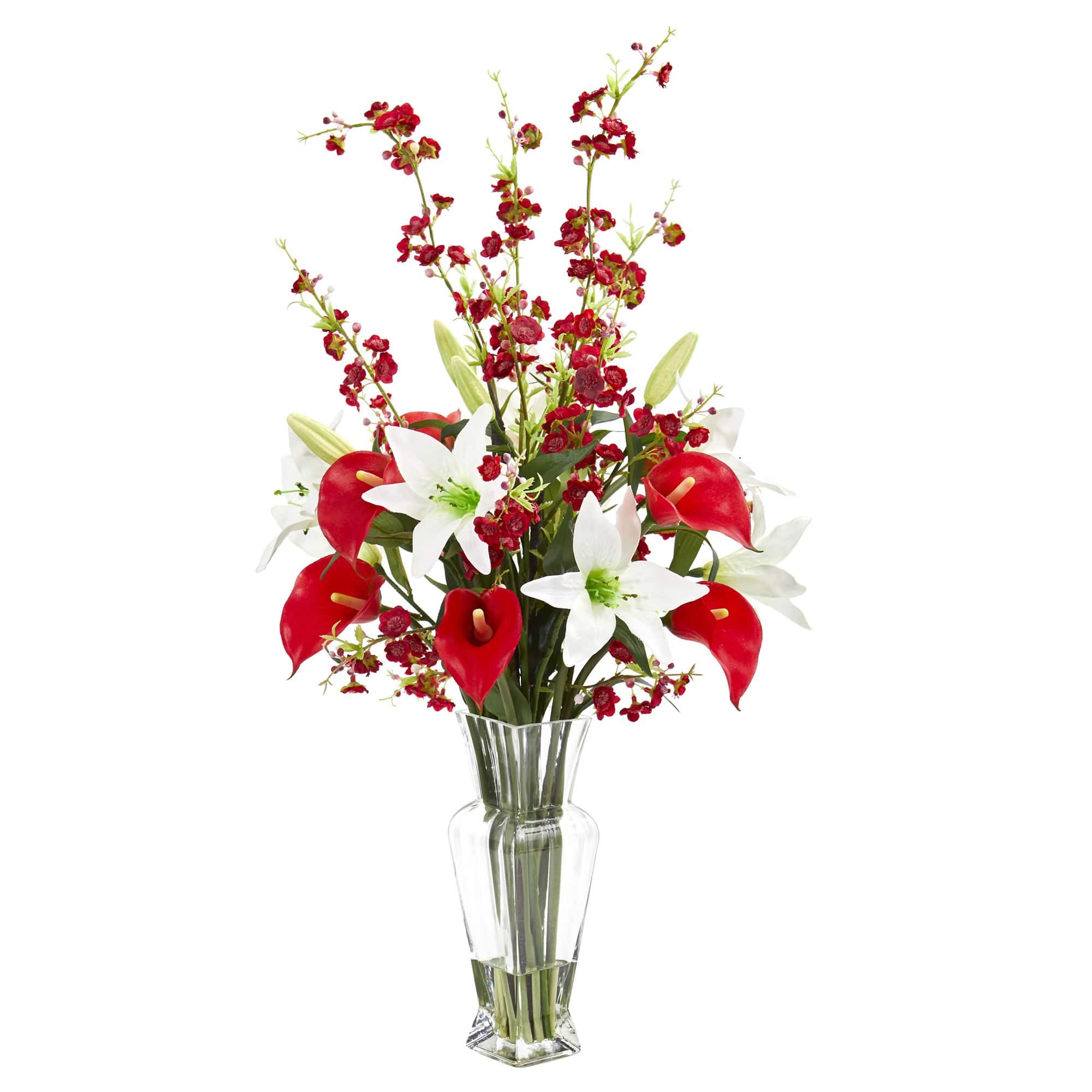2.5ft. Red Calla Lily &#x26; Cherry Blossom Arrangement in Vase