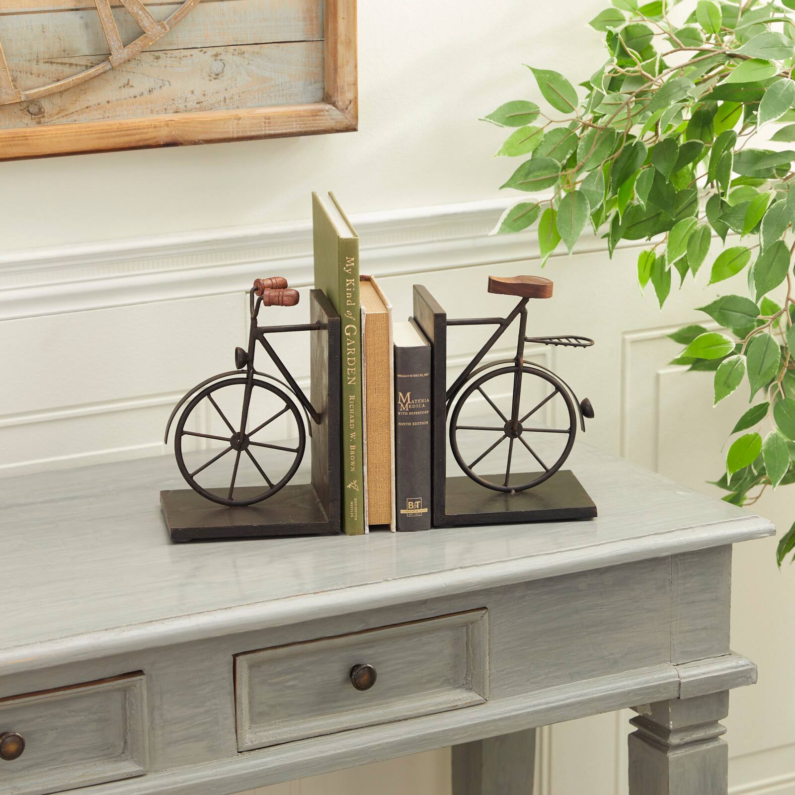 9&#x22; Contemporary Bicycle Iron Bookend Set