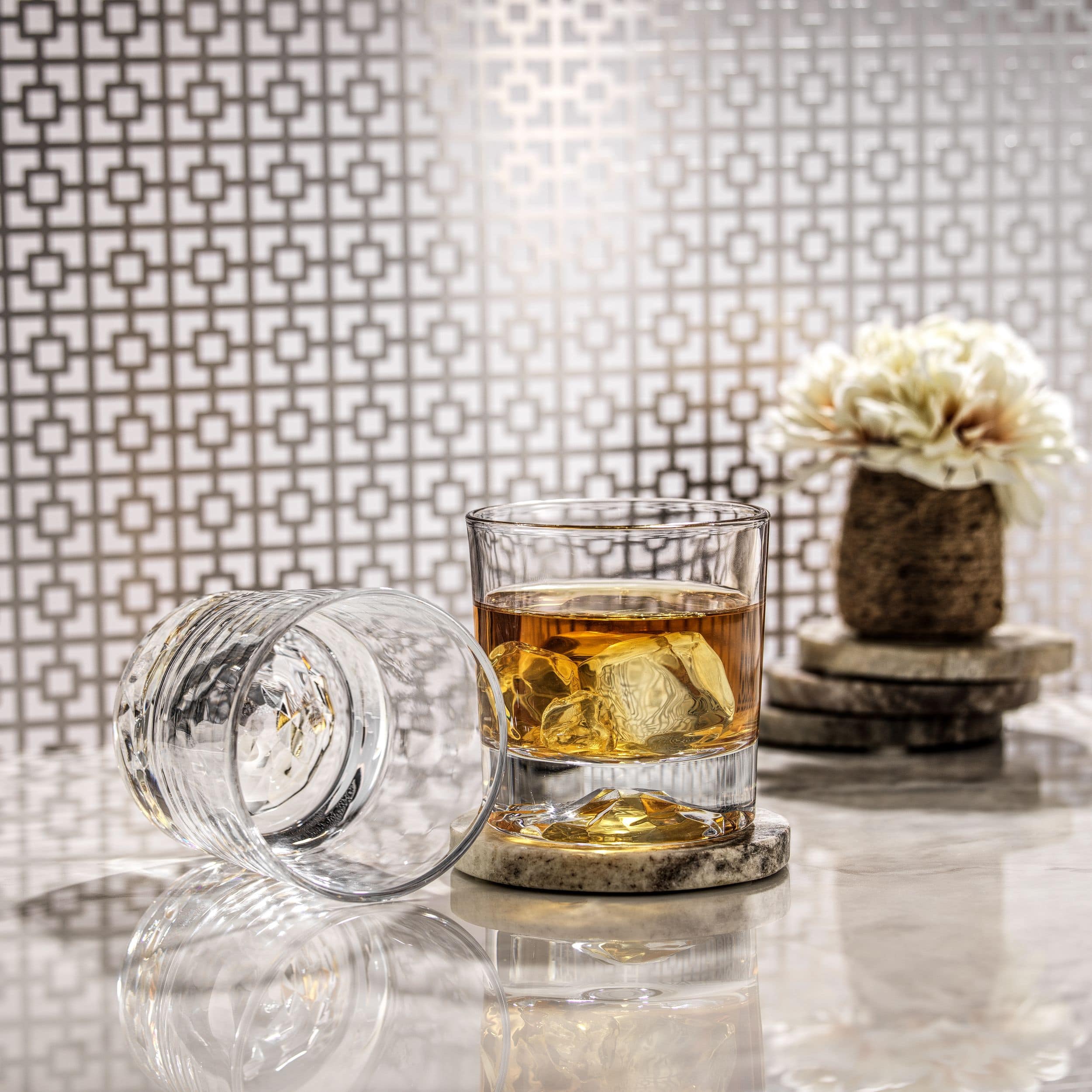 JoyJolt® 10oz. Radiant Crystal Mountain Double Old Fashioned Tumblers, 4ct. 