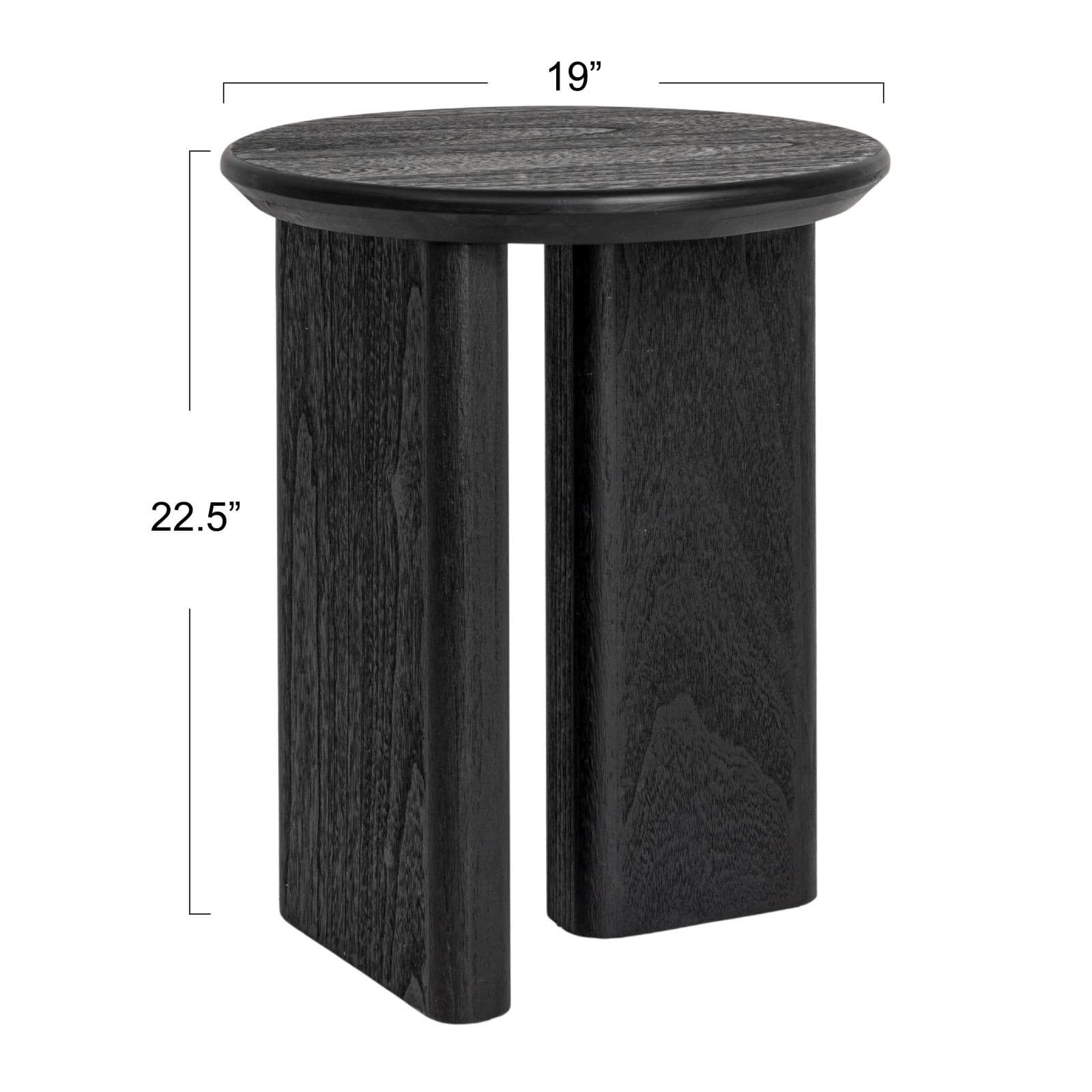 Hello Honey&#xAE; Black Asymmetrical Fir Wood Round End Table
