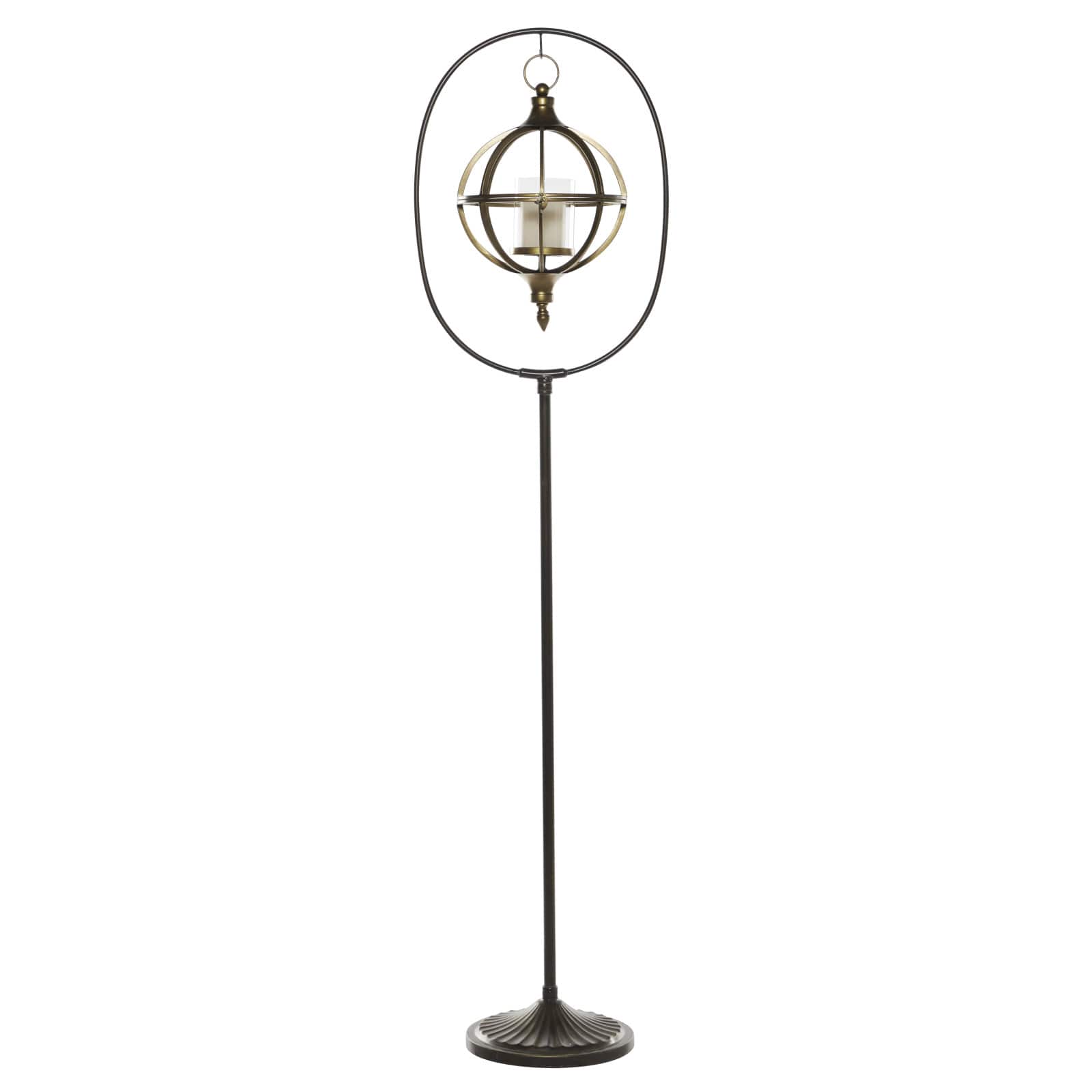 Bronze Iron Modern Candle Holder Lantern, 66" x 16" x 11"