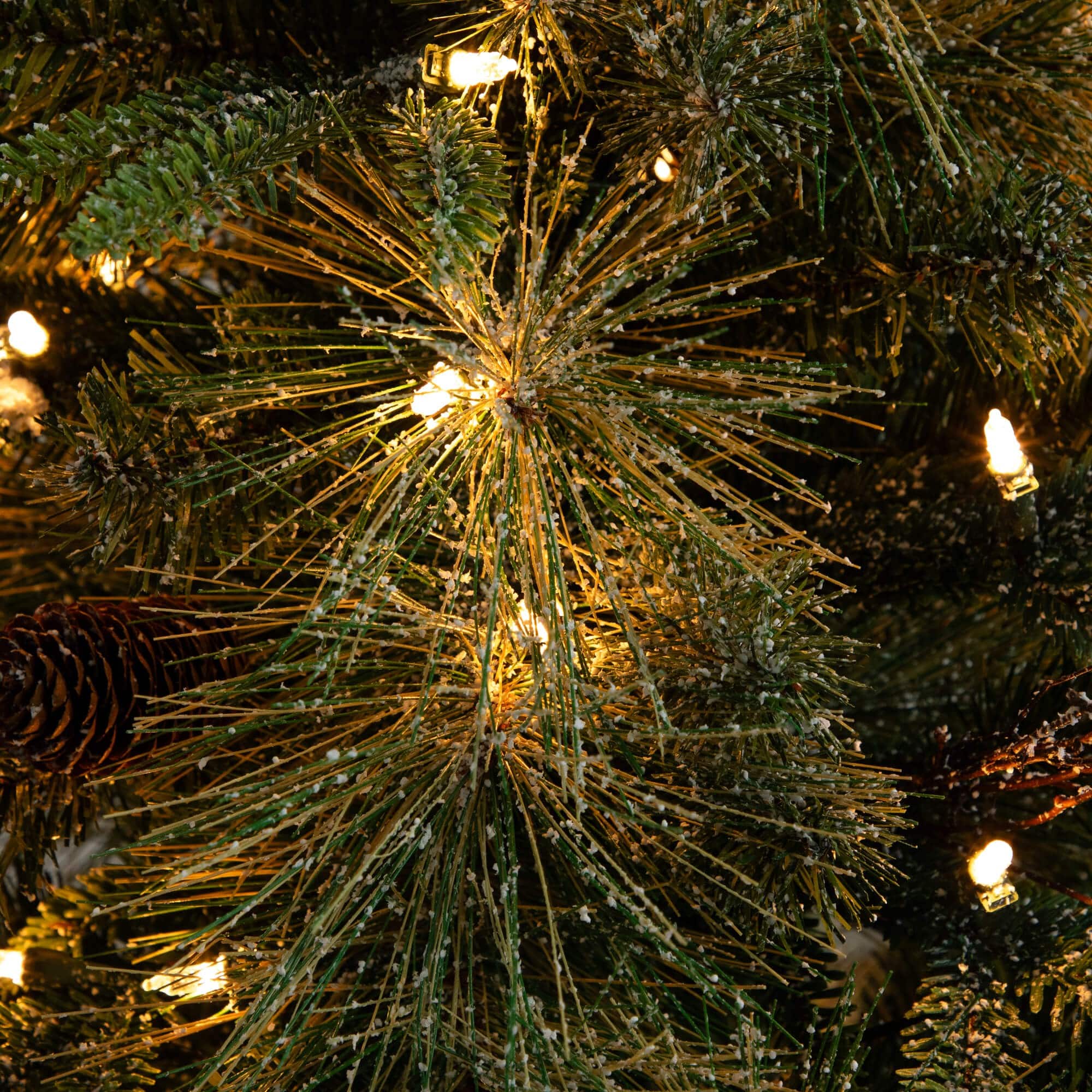 4ft. Pre-Lit Mixed Pine Snowed Artificial Christmas Tree with Pinecones in Decorative Planter, Warm White LED Lights