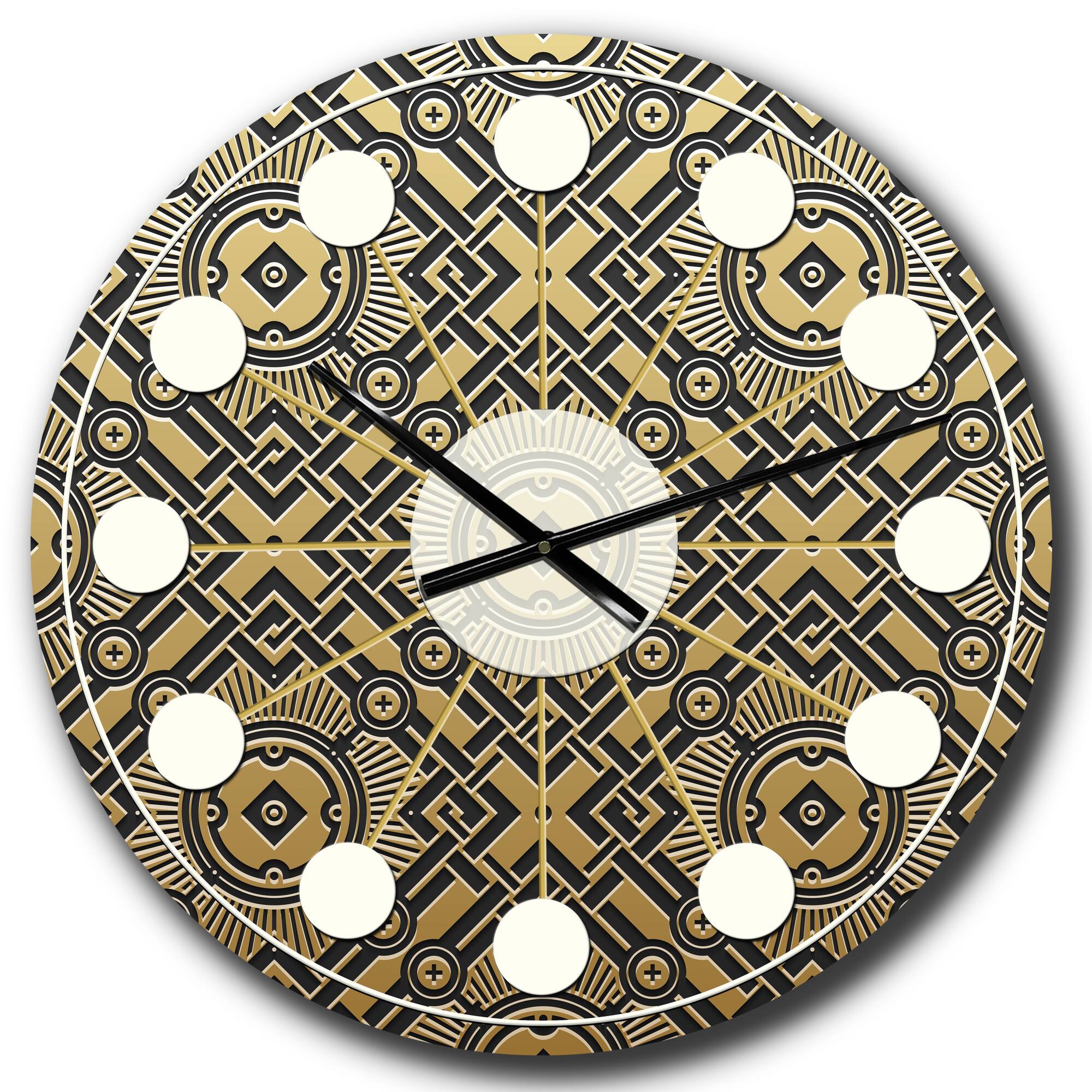 Designart 'Golden Luxury Metallic Geometrics Xx Mid-Century Modern Wall Clock