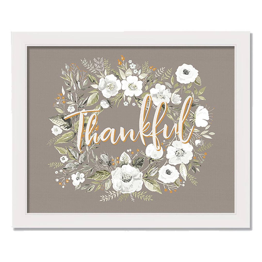 Thankful Wreath White Framed Print Wall Art