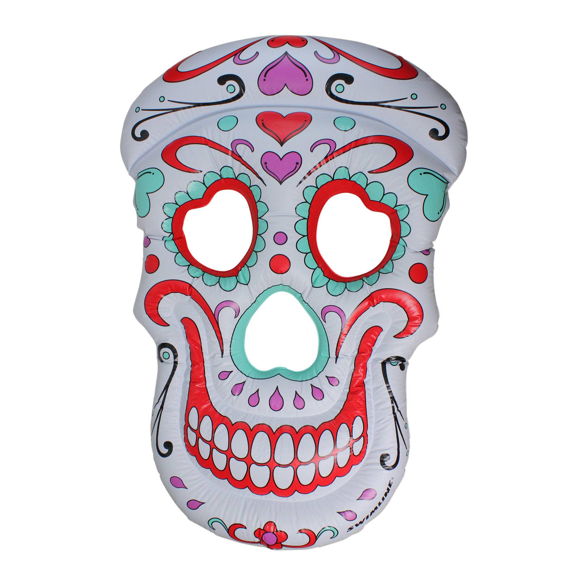 Swimline 5ft. Inflatable White &#x26; Pink Sugar Skull Swimming Pool Float