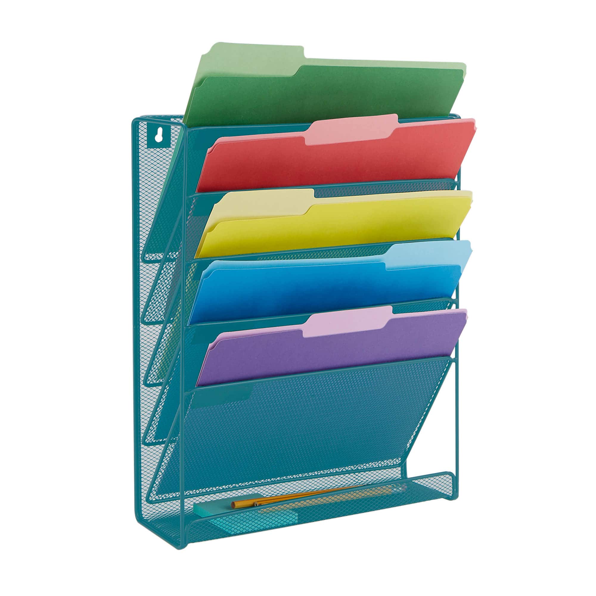 Mind Reader 6 Compartment Vertical Hanging Wall File & Chart Organizer