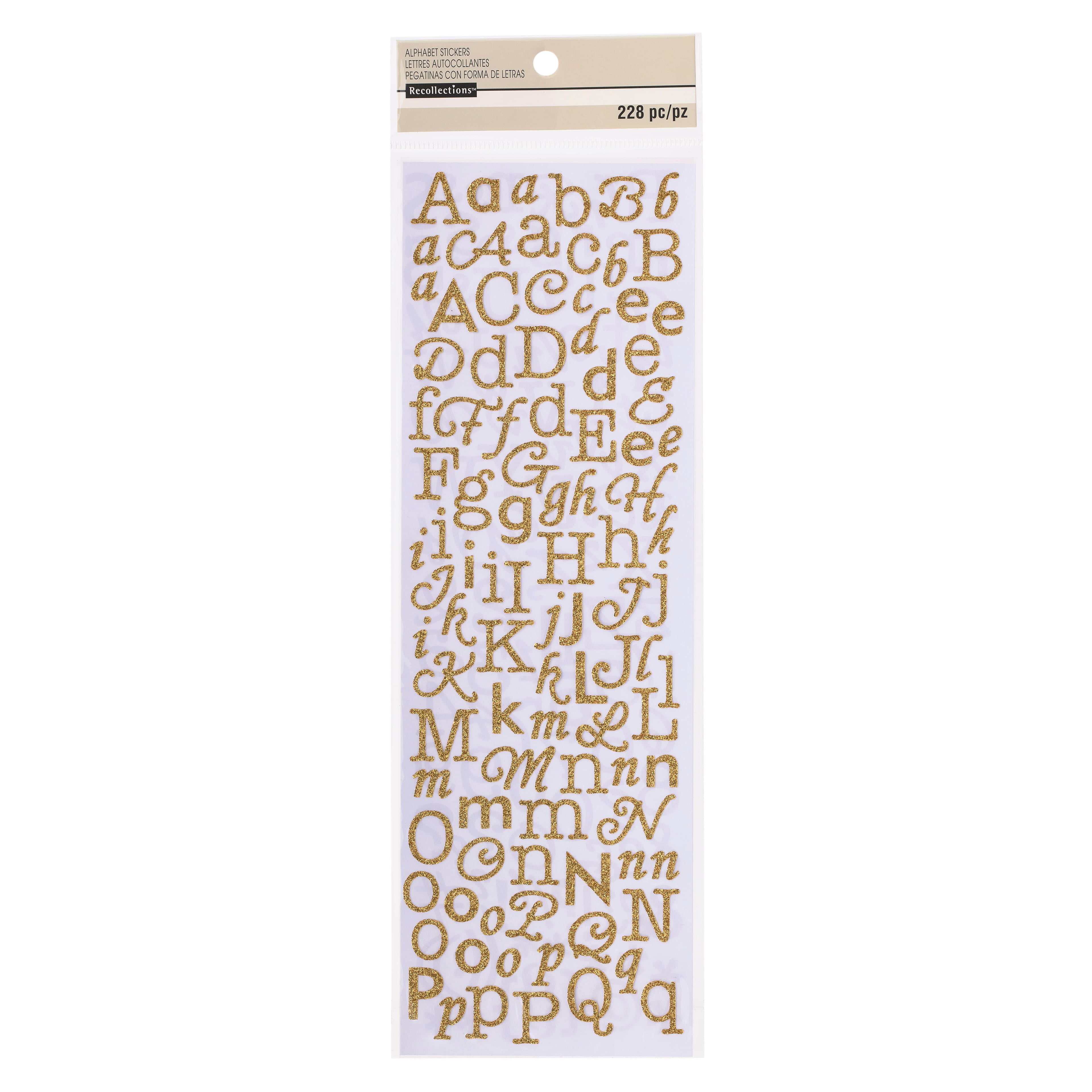 Recollections 100 Piece Gold Glitter Script Alphabet Stickers - Each