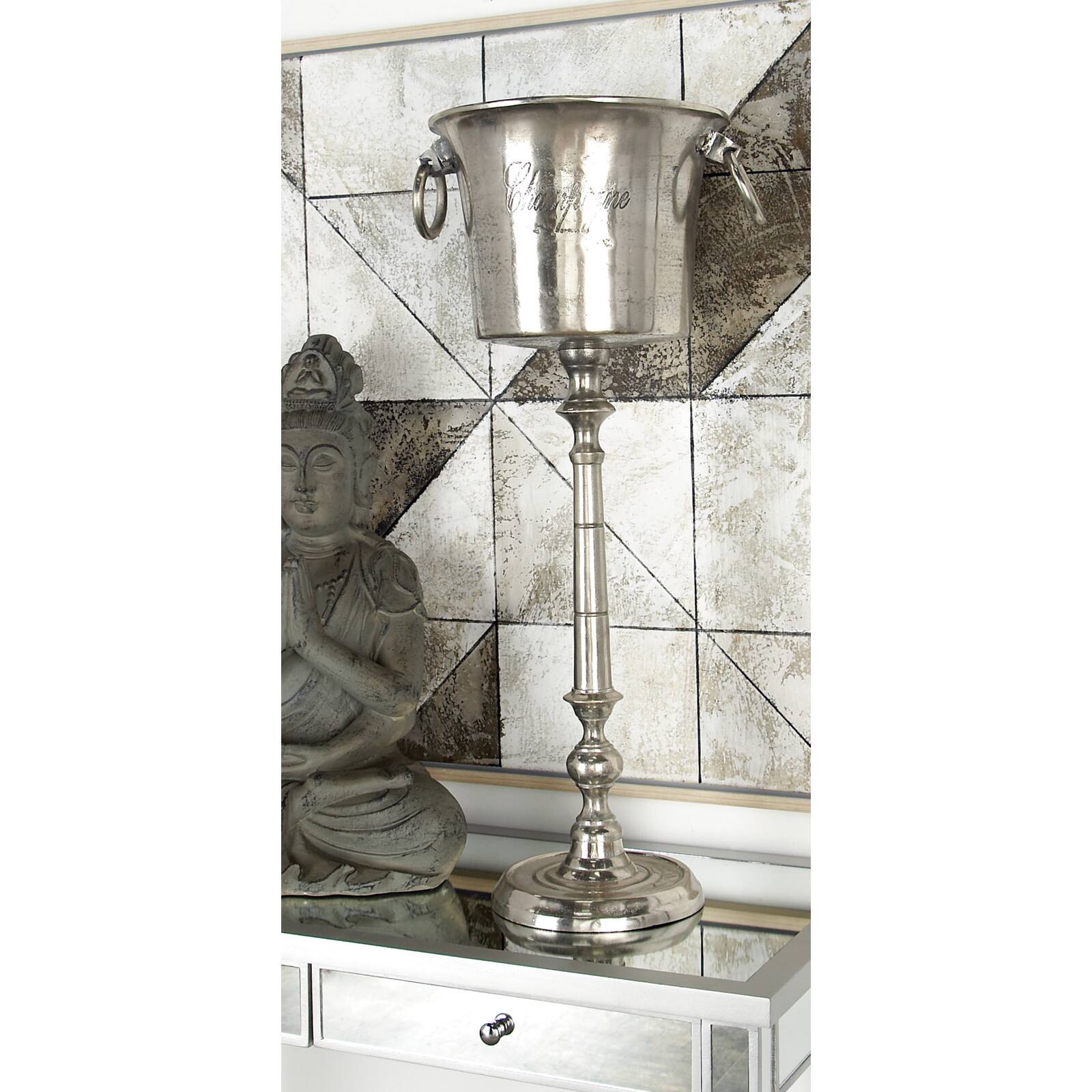 35" Silver Metal Champagne Bottle Holder Bucket