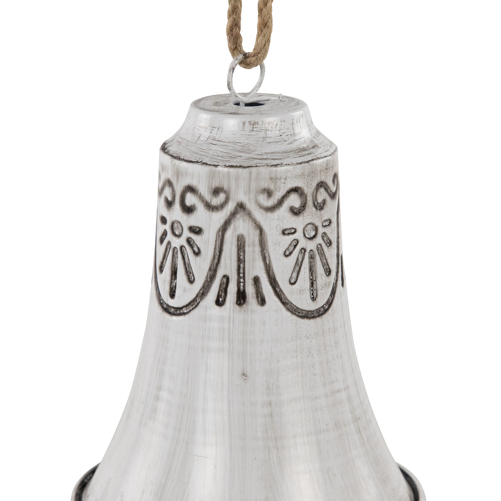 Embossed Bells Christmas Ornaments - 6" - Gray and White - Set of 2