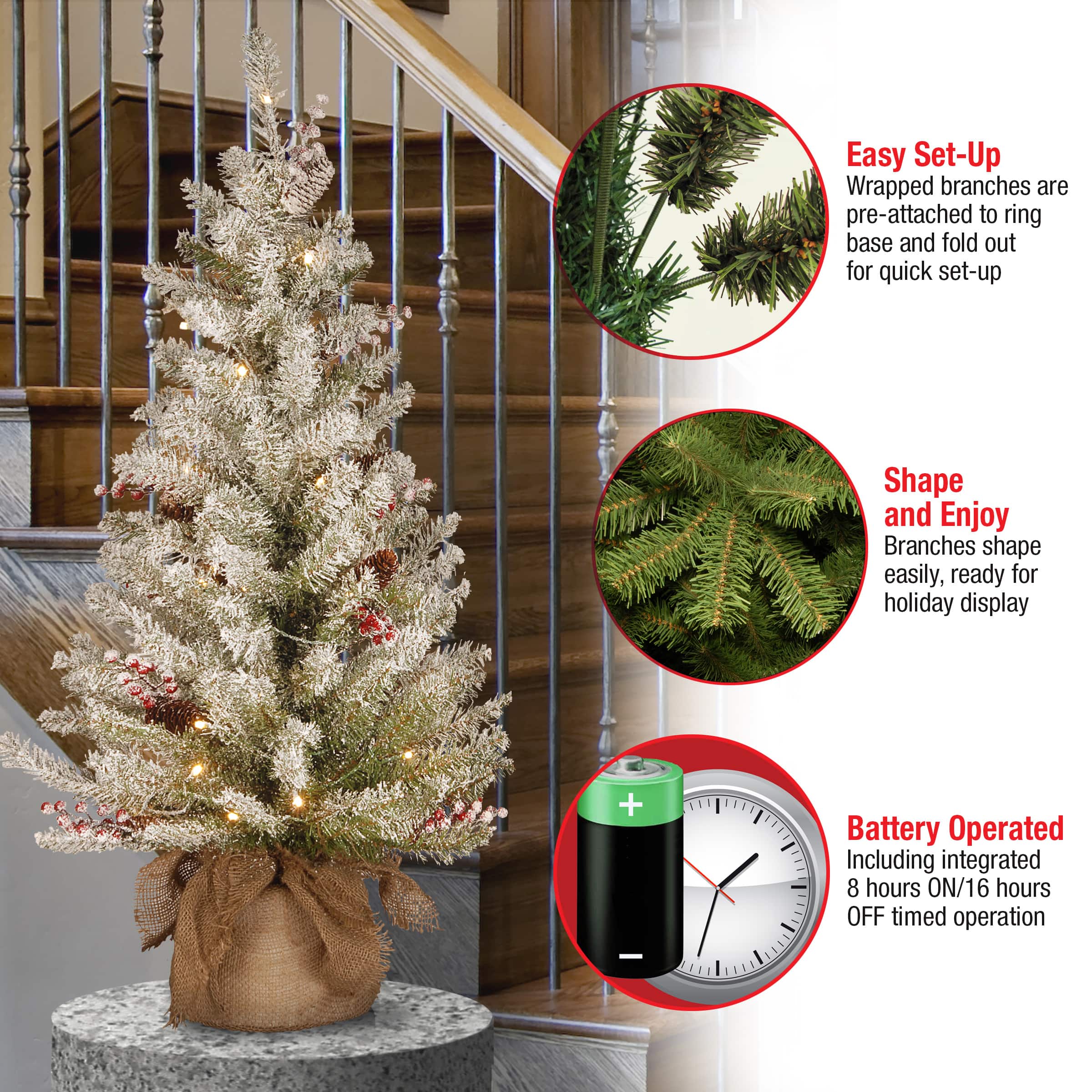 3ft. Pre-Lit Dunhill&#xAE; Fir Artificial Christmas Tree, Warm White LED Lights