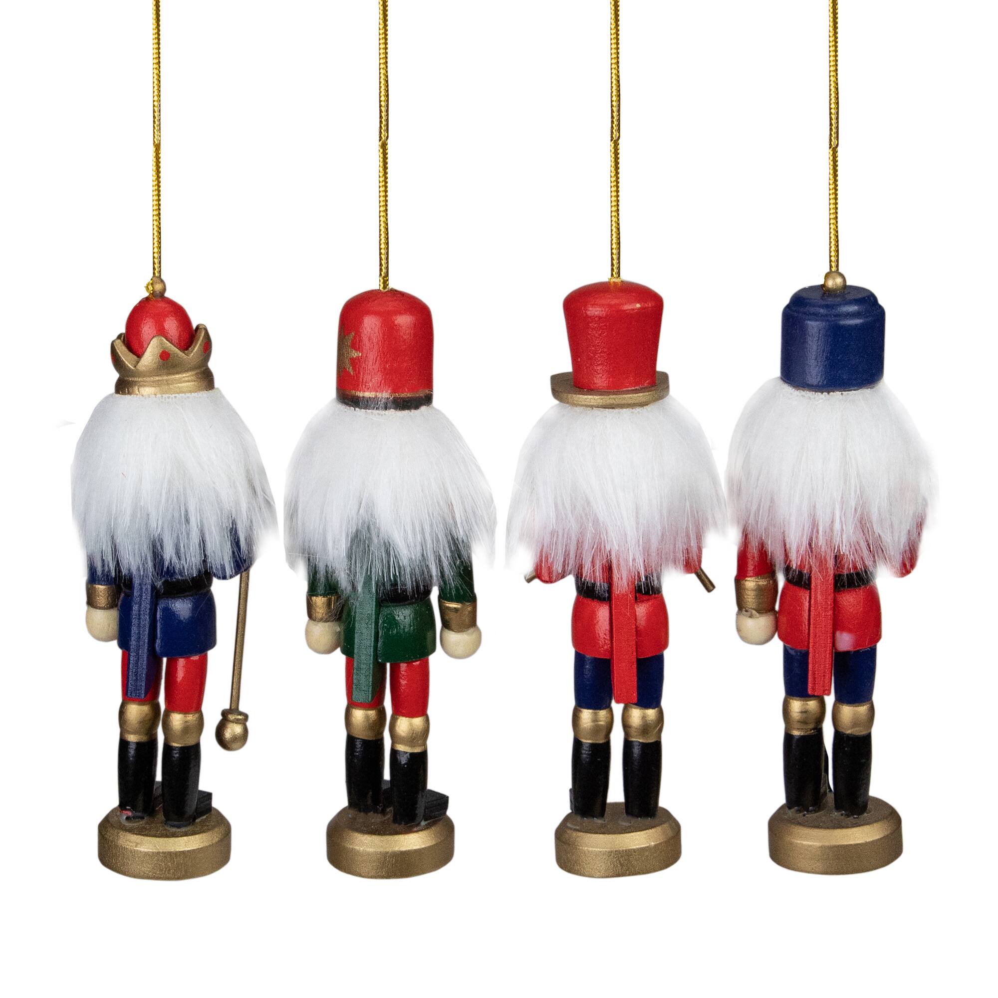 4ct. 5&#x22; Multicolor Nutcracker Wood Ornaments