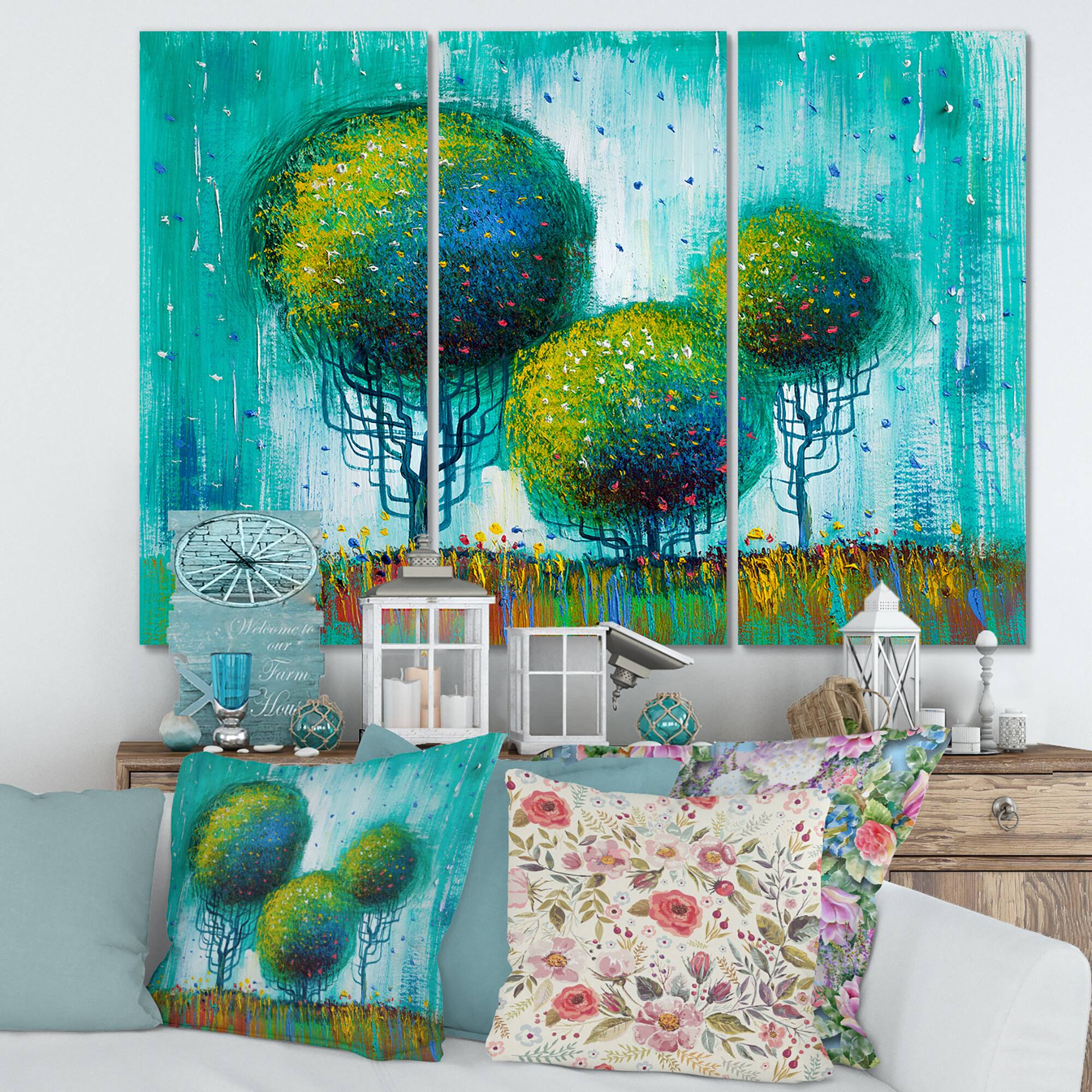 Designart - Colourful Trees Impressionist Landscape II