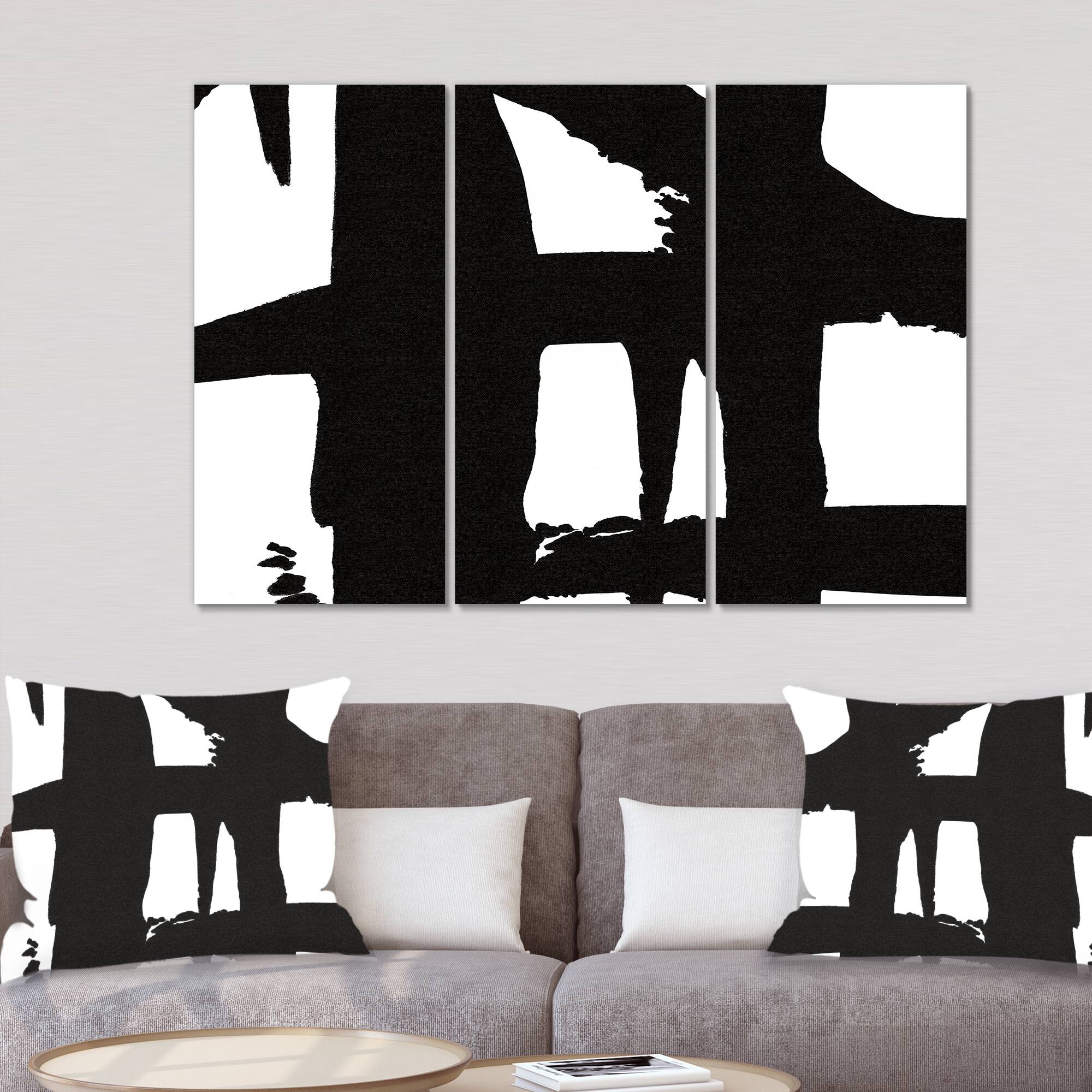 Designart - Black & White Crossing Paths II - Modern Canvas Artwork