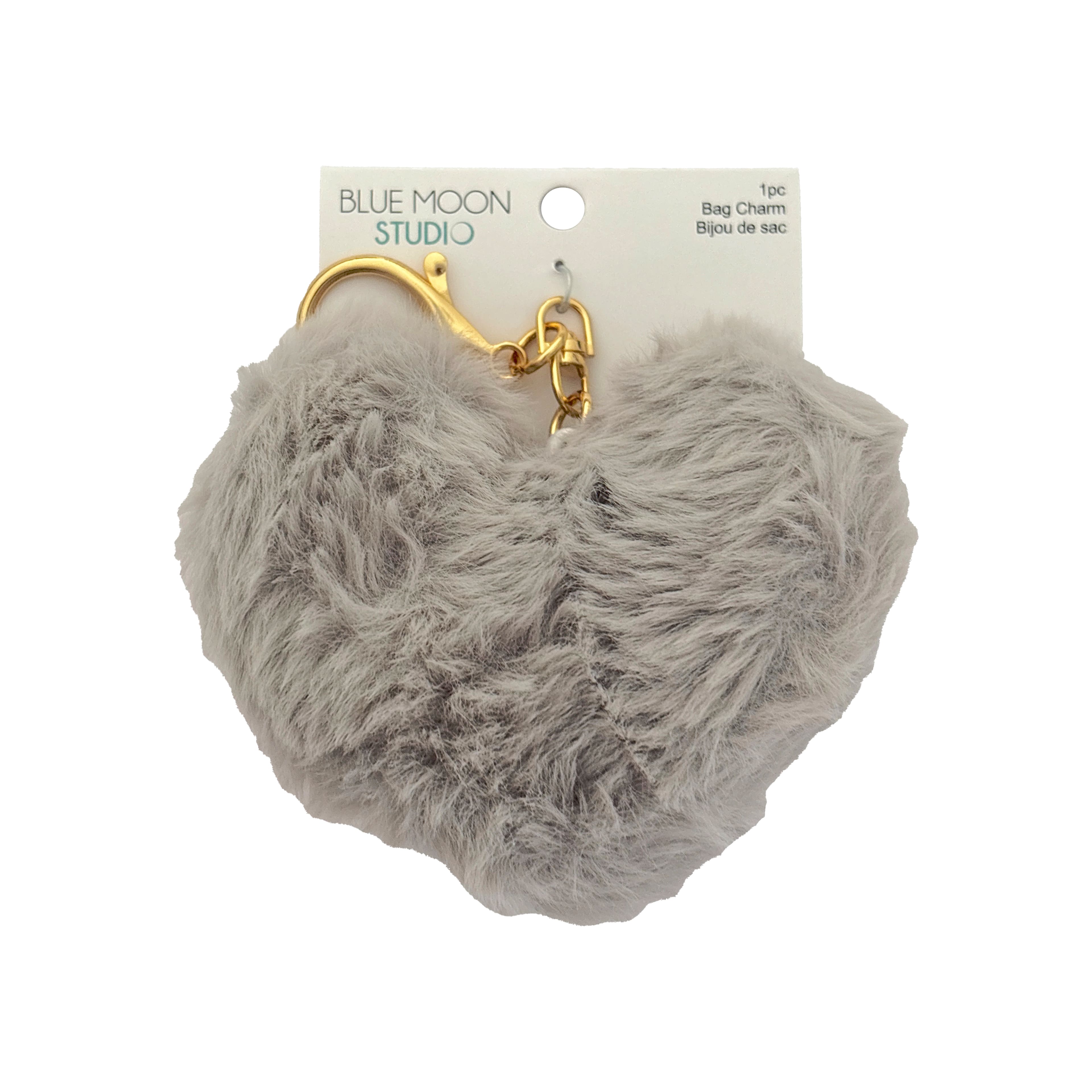 Blue Moon Studio™ Gray Fuzzy Heart Bag Charm