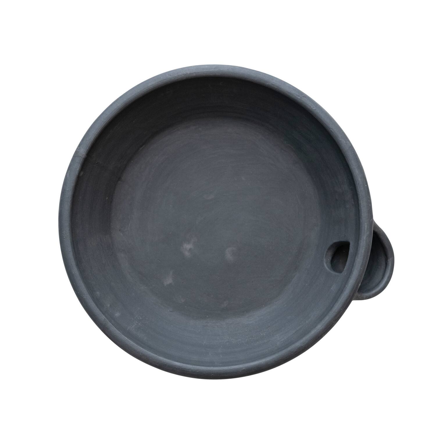 Hello Honey&#xAE; 22&#x22; Black Decorative Vintage Clay Bowl with Handle